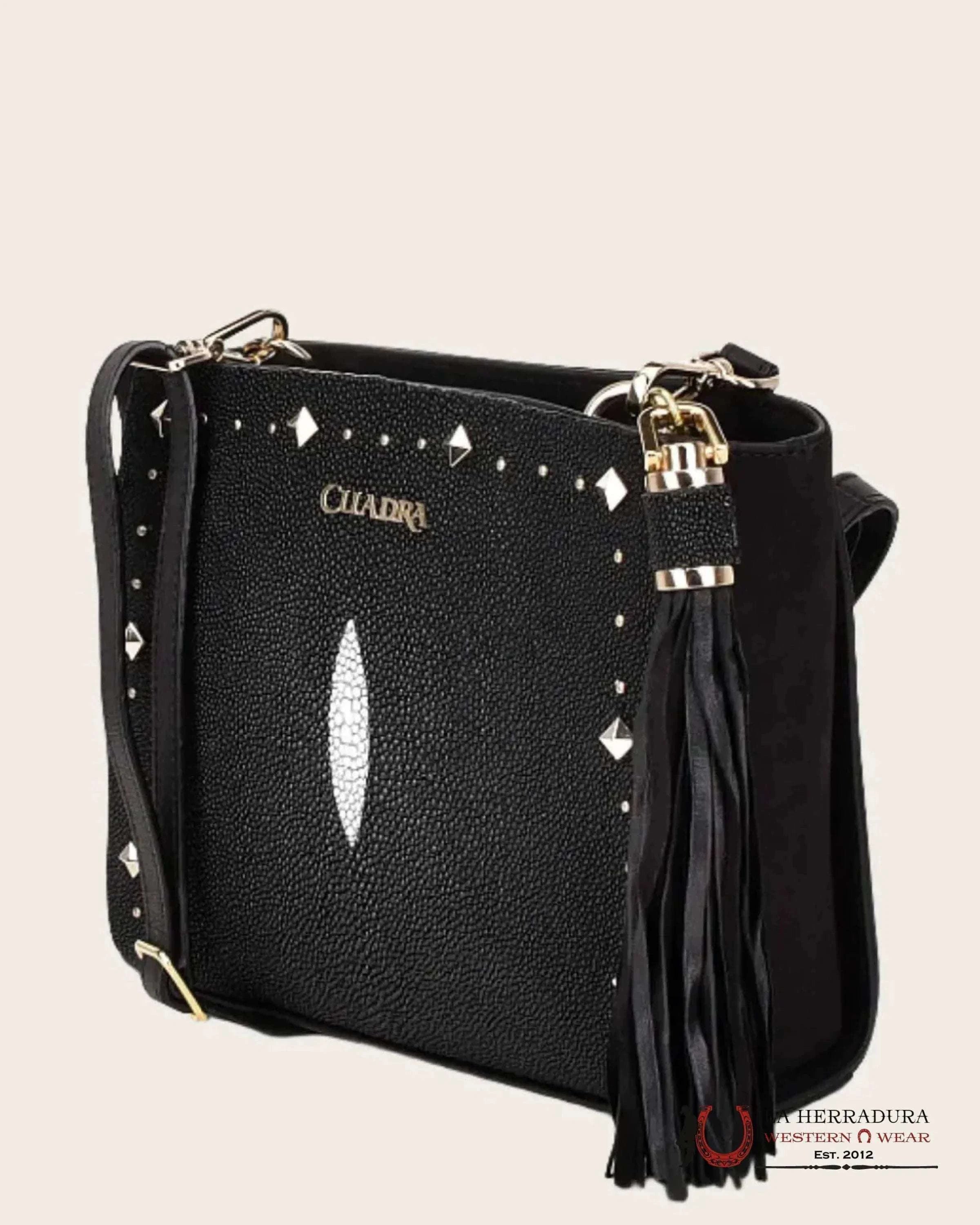 Cuadra Mantarraya Black Studs Bag Ropa Mujeres