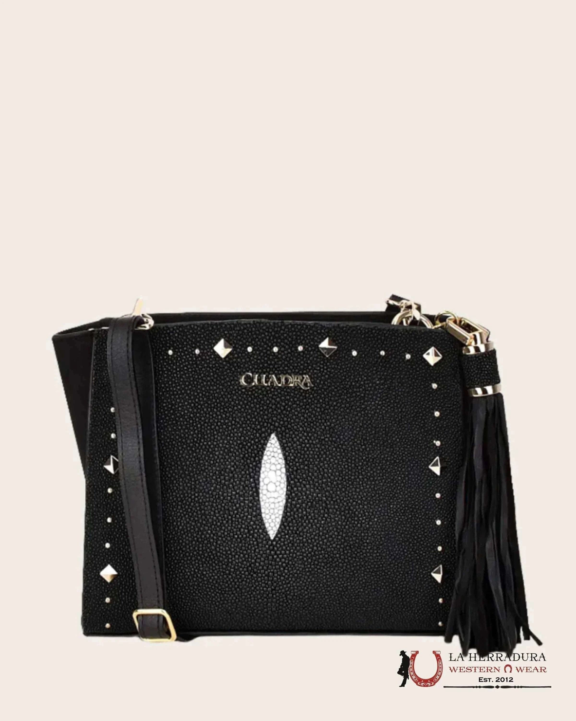 Cuadra Mantarraya Black Studs Bag Ropa Mujeres