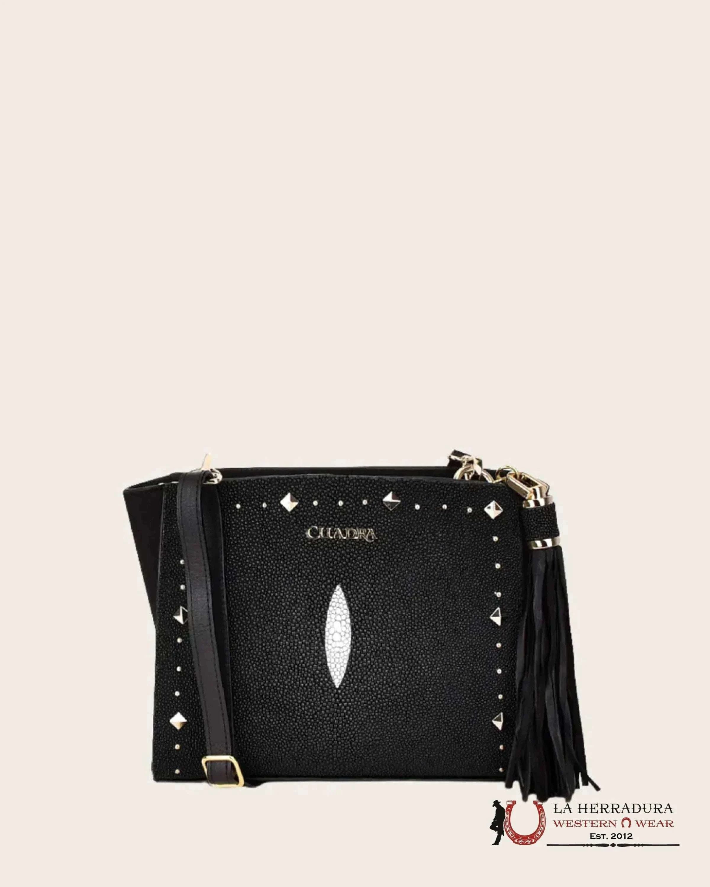 Cuadra Mantarraya Black Studs Bag Ropa Mujeres