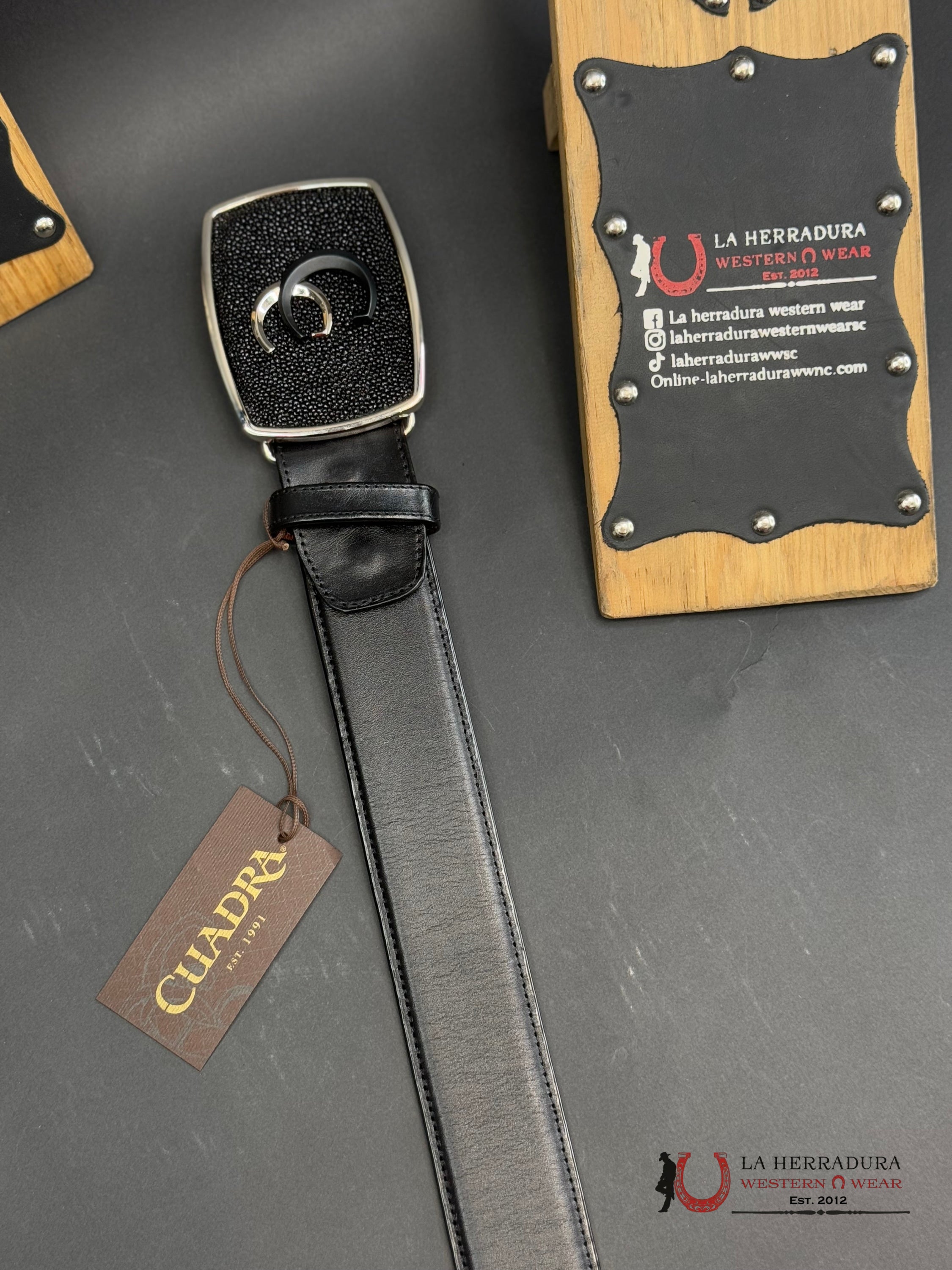 Cuadra Mantarraya Negro Belt Bc315 Cinturones Hombres