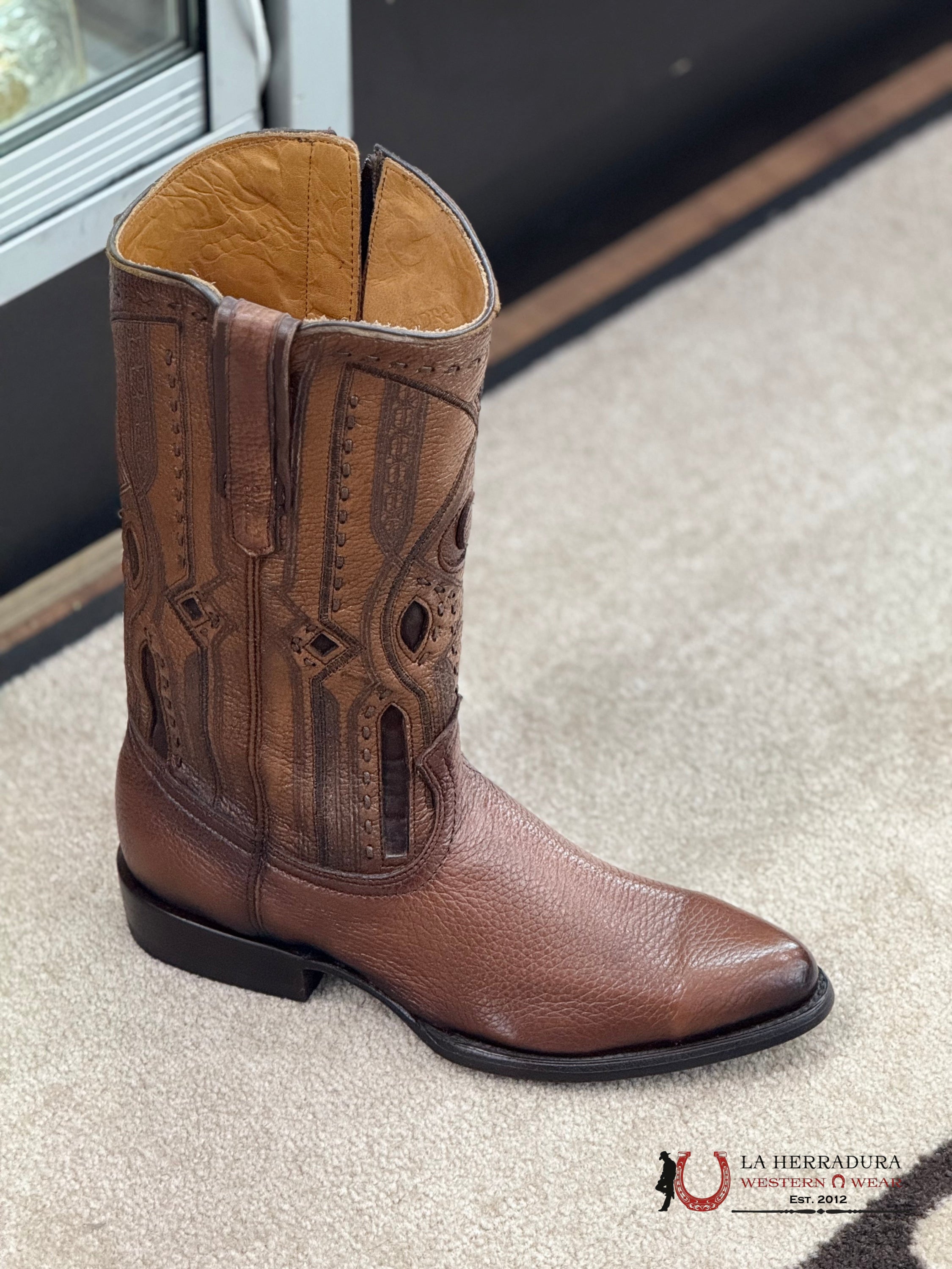 CUADRA MENS 2C1JVE VENADO FIRENZE ALMENDRA SHADOW ROUND TOE DEER BOTAS HOMBRES