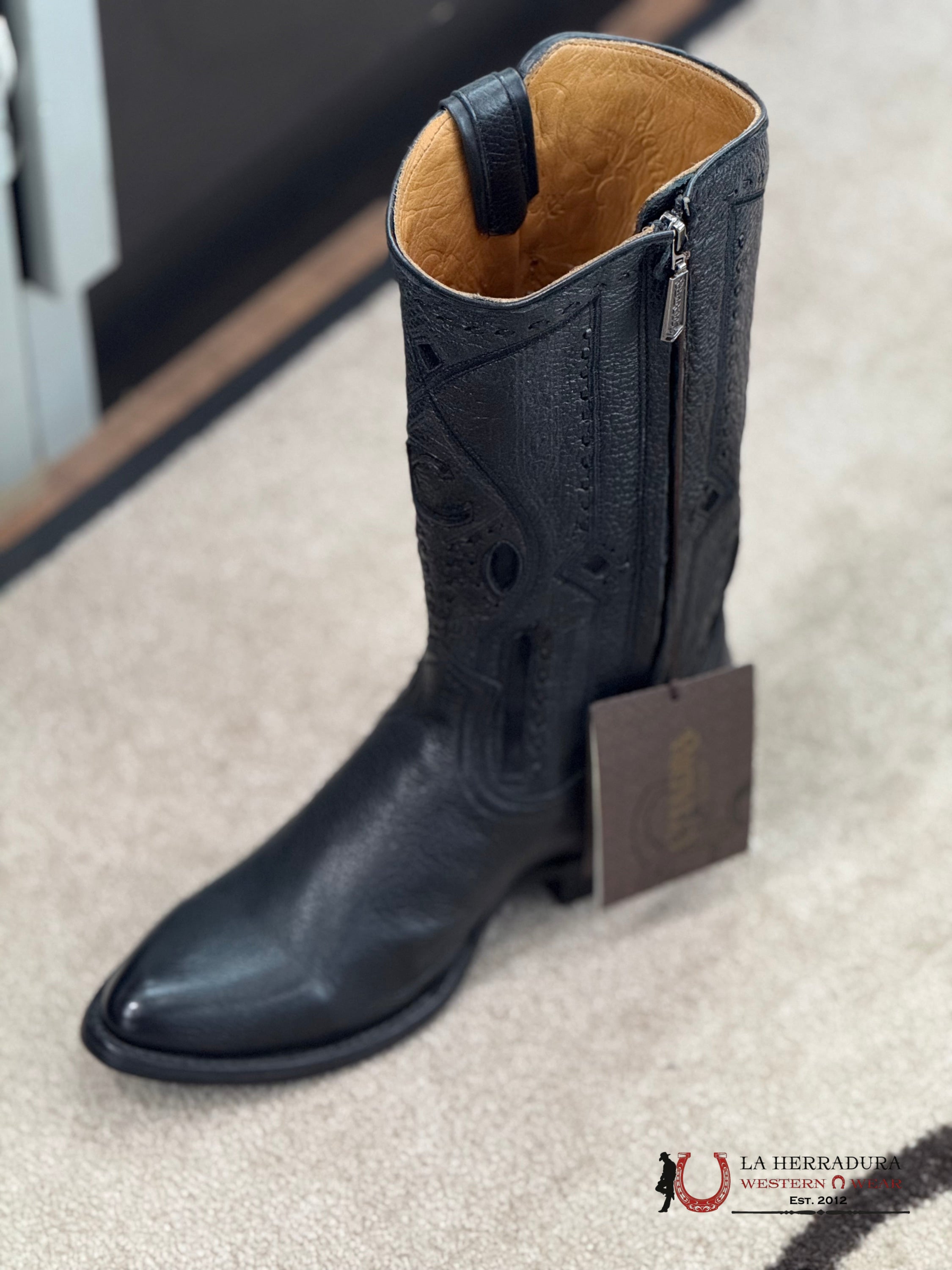 CUADRA MENS 2C1JVE VENADO ITALIANO NEGRO ROUND TOE DEER BOTAS HOMBRES