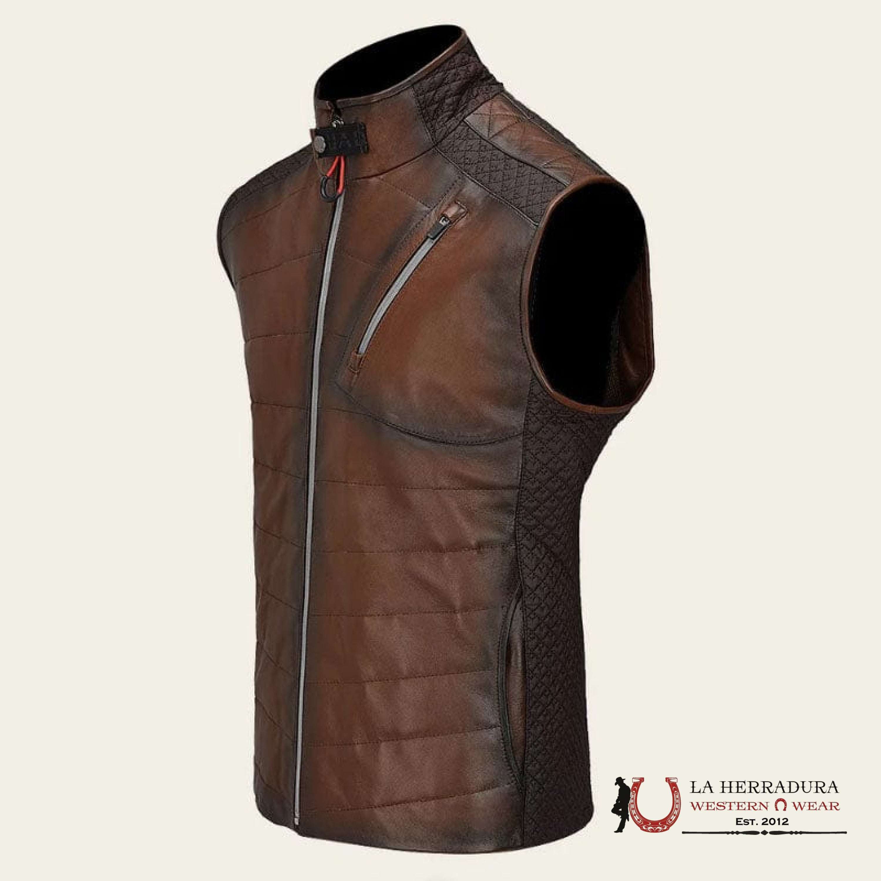 Cuadra Mens Chaleco Cordero Victor Flores Cafe Zipper Ropa Hombres