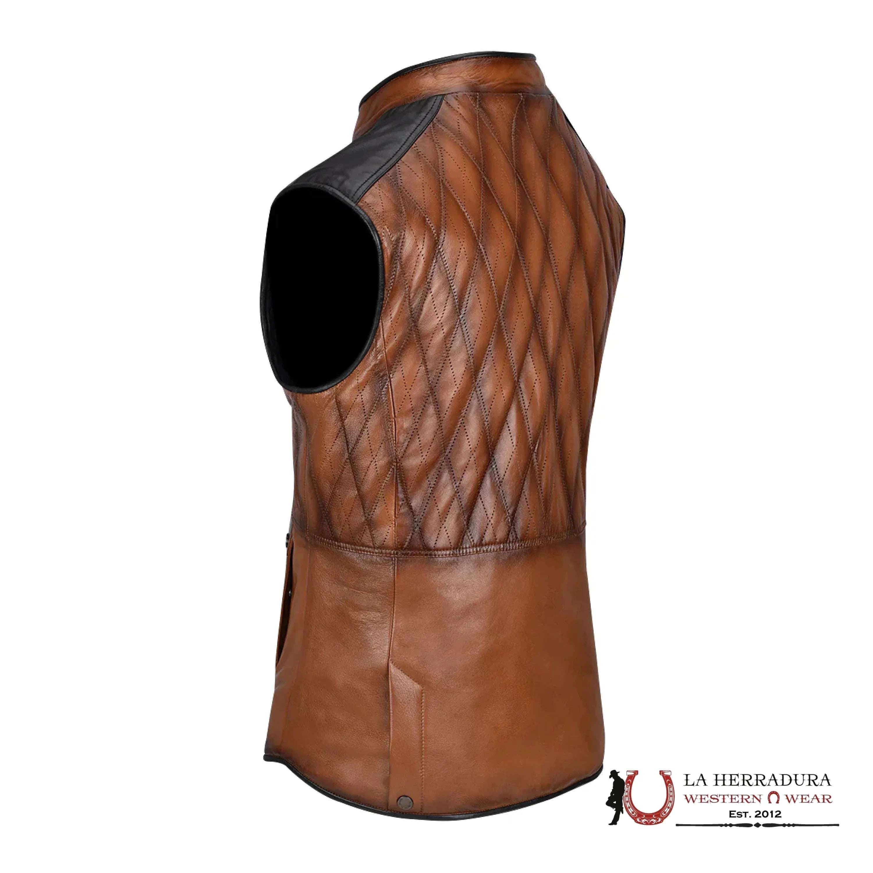 Cuadra Mens Doble View Brown Leather Vest Ropa Hombres