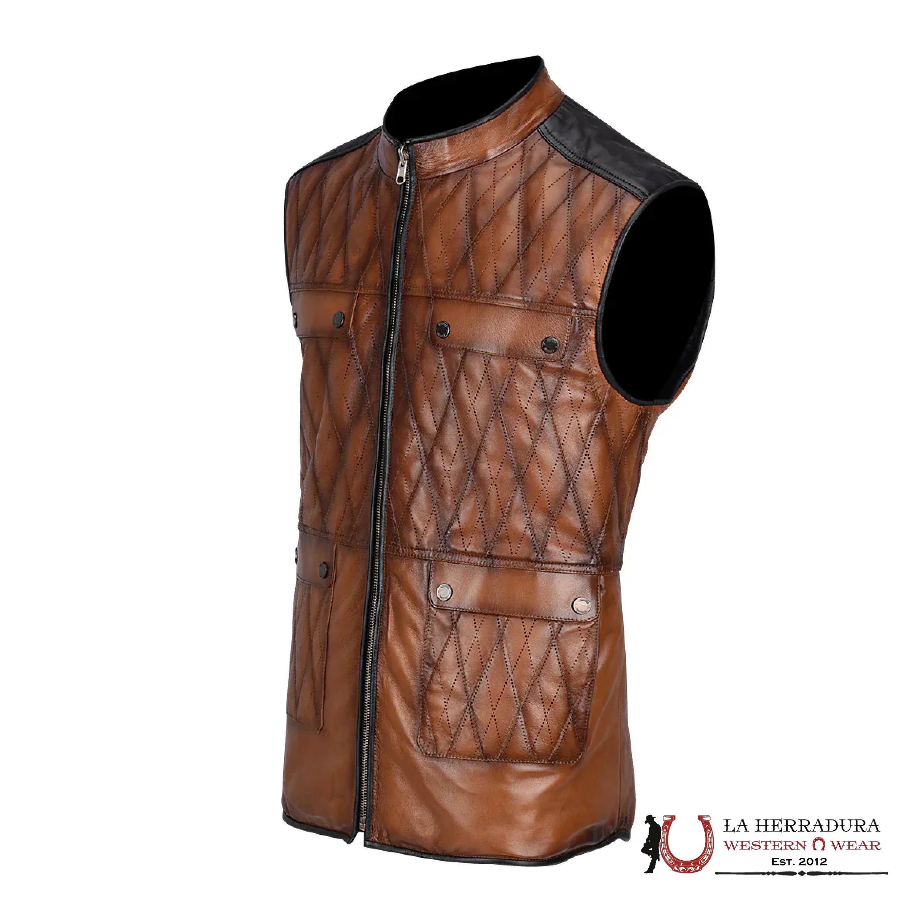 Cuadra Mens Doble View Brown Leather Vest Ropa Hombres
