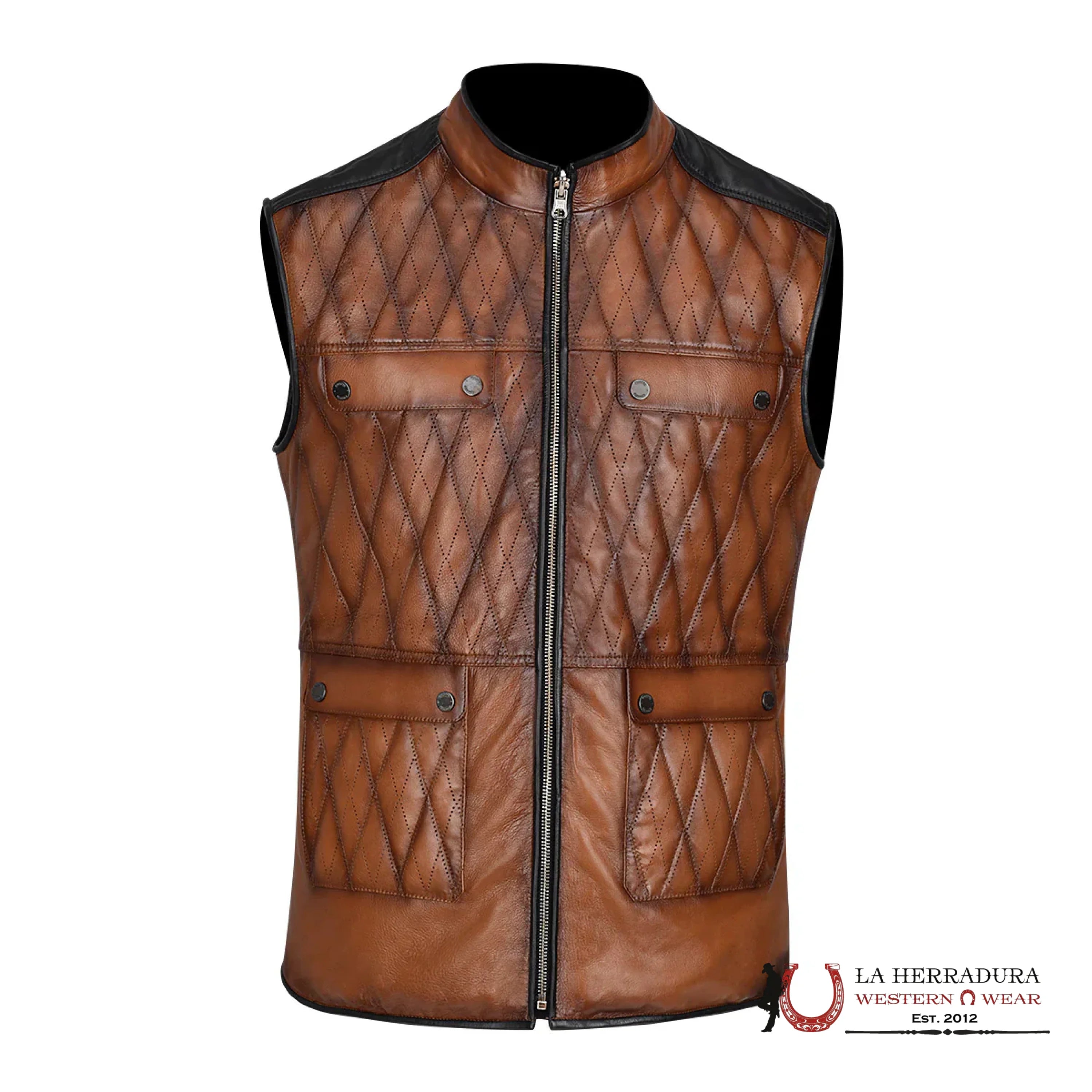 Cuadra Mens Doble View Brown Leather Vest Ropa Hombres