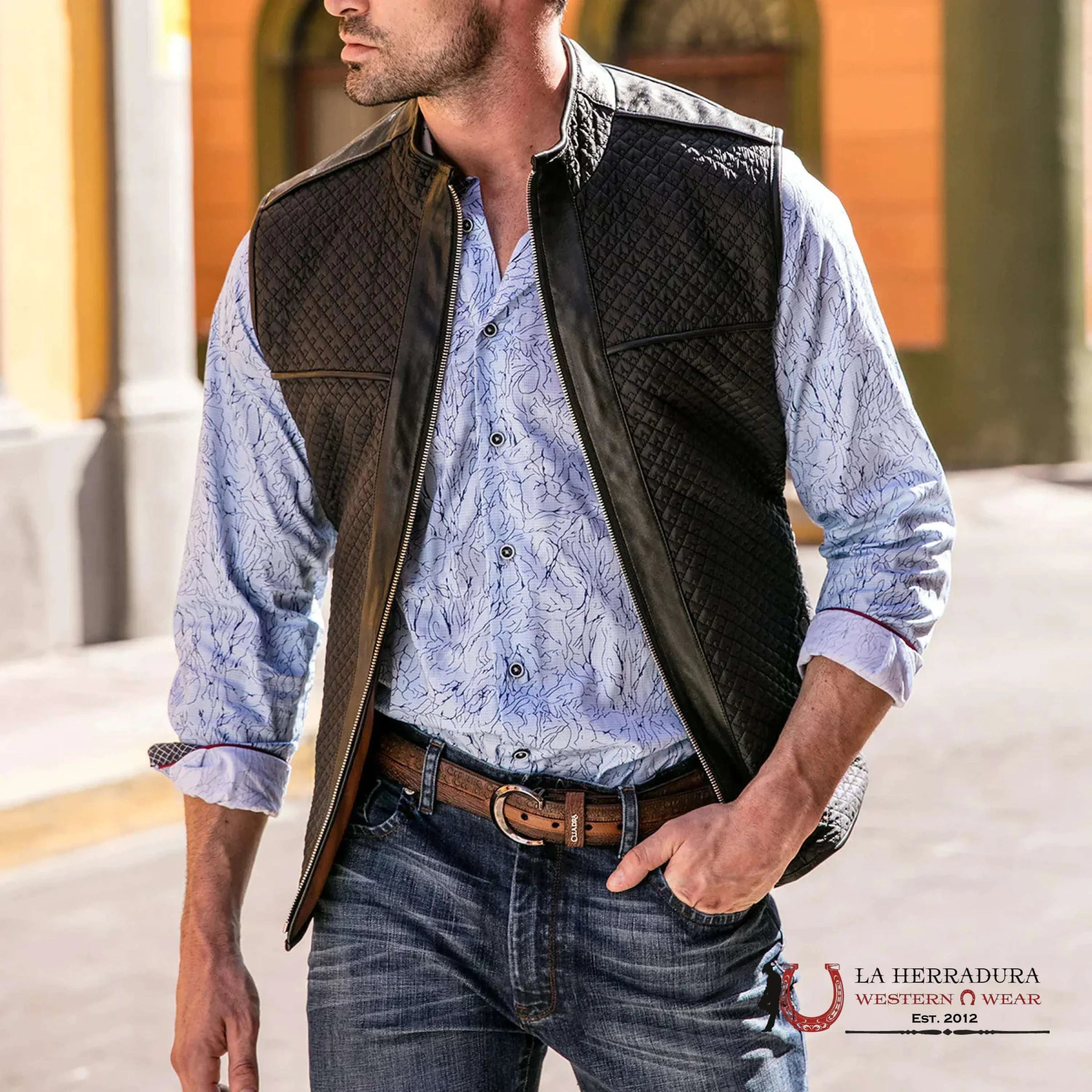 Cuadra Mens Doble View Brown Leather Vest Ropa Hombres
