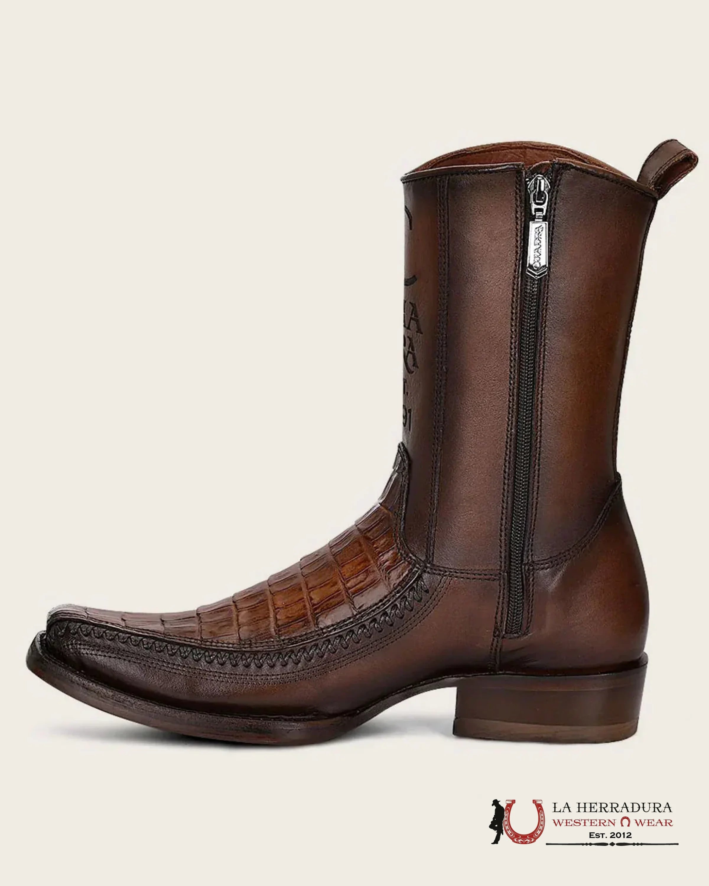 CUADRA SHORT BOOT ALMOND LASER & WOVEN FUSCUS COLA CAIMAN NARROW SQUARE TOE 1J2KFY BOTAS HOMBRES