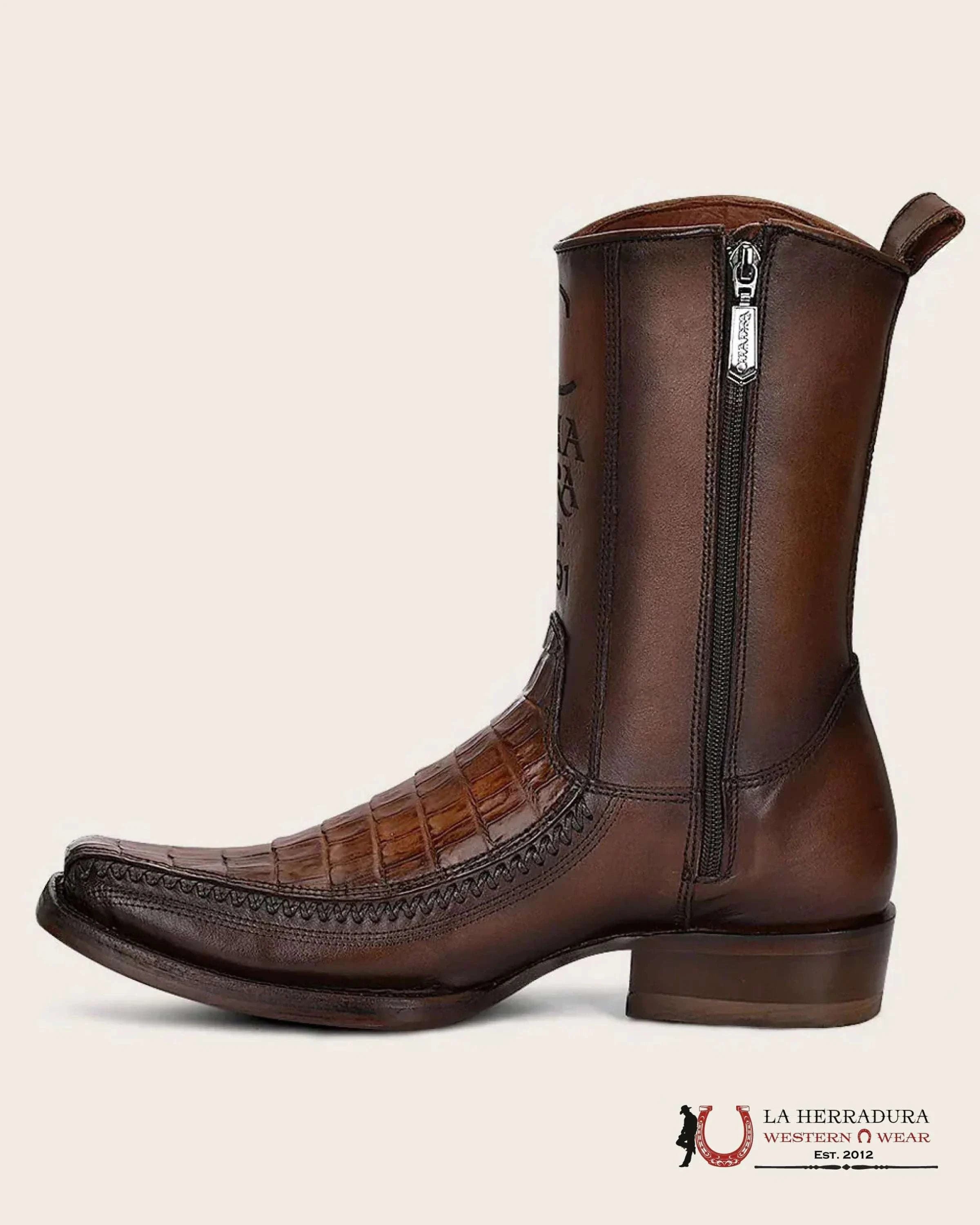 CUADRA SHORT BOOT ALMOND LASER & WOVEN FUSCUS COLA CAIMAN NARROW SQUARE TOE 1J2KFY BOTAS HOMBRES