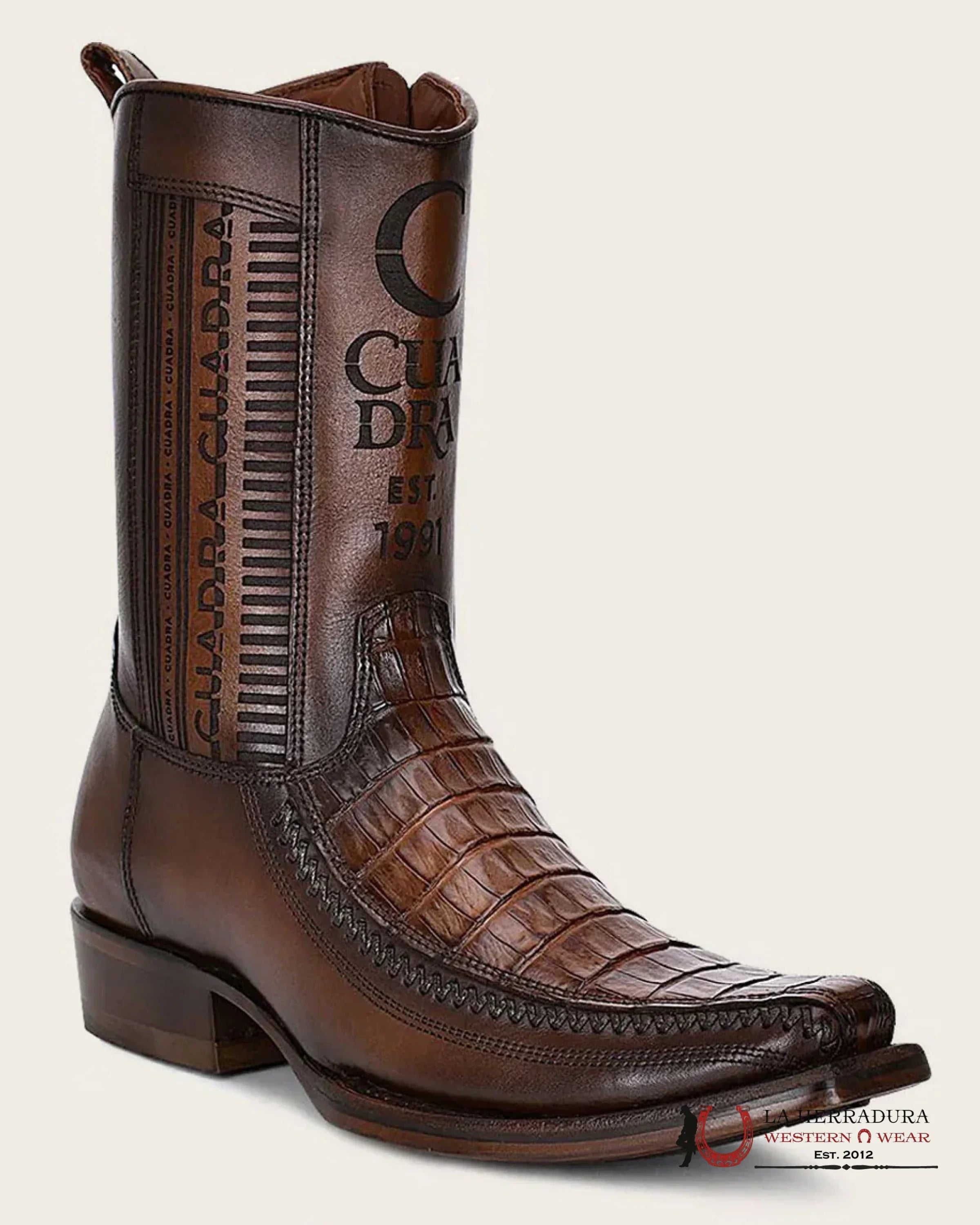 CUADRA SHORT BOOT ALMOND LASER & WOVEN FUSCUS COLA CAIMAN NARROW SQUARE TOE 1J2KFY BOTAS HOMBRES