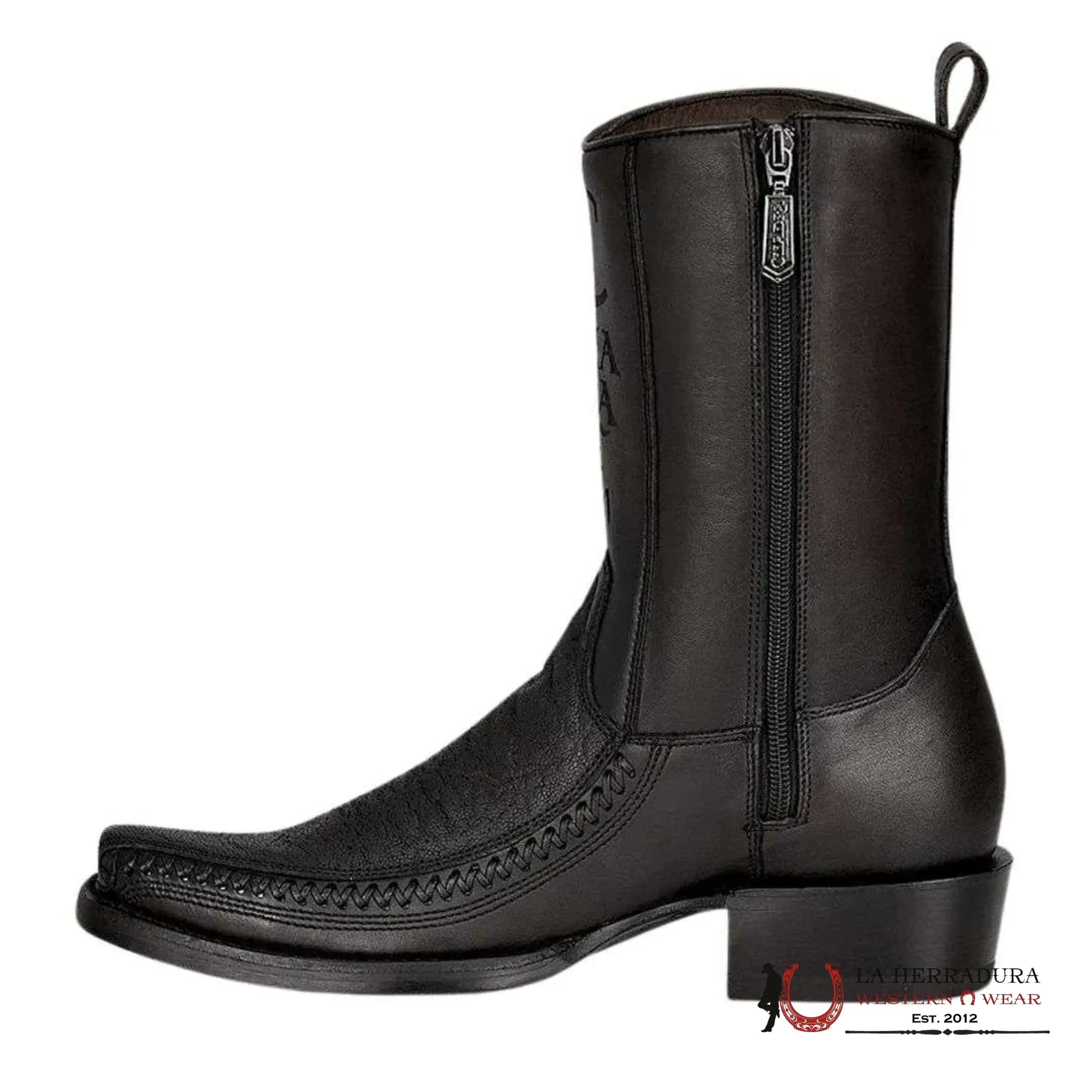 CUADRA SHORT BOOT ELEFANTE DUSTY BLACK LASER & WOVEN NARROW SQUARE TOE CU722 BOTAS HOMBRES