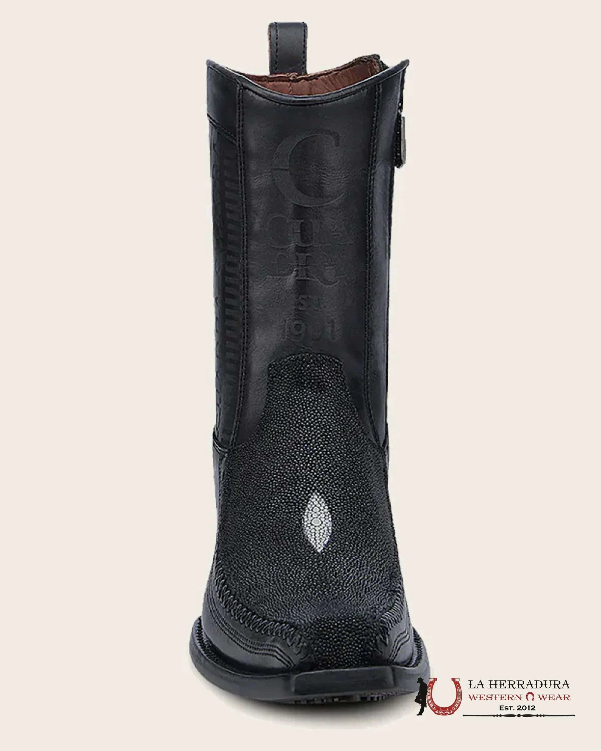 CUADRA SHORT BOOT MANTARRAYA BLACK LASER & WOVEN NARROW SQUARE TOE CU783 BOTAS HOMBRES