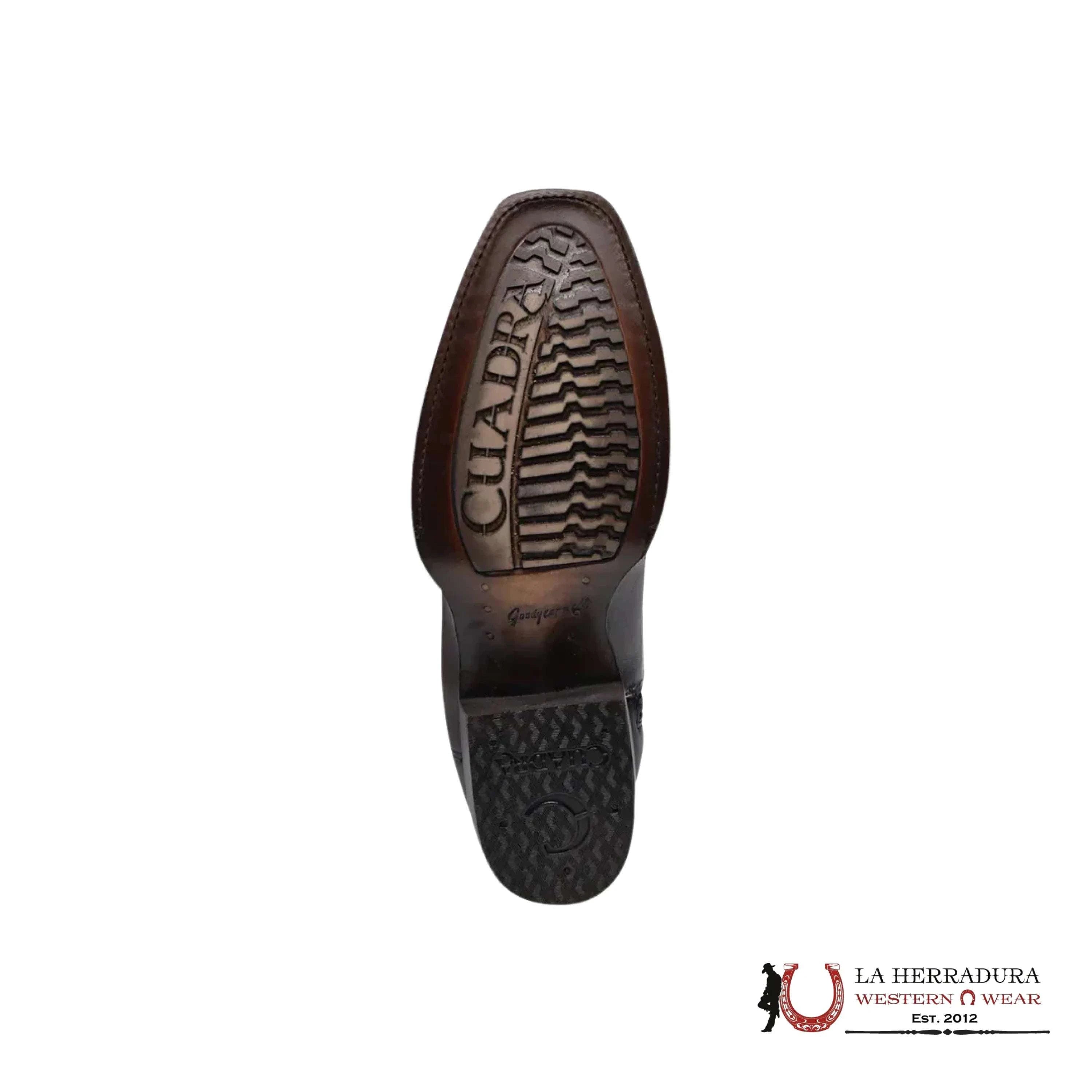 CUADRA SHORT BOOT OSTRICH CHOCOLATE LASER & WOVEN NARROW SQAURE TOE CU803 BOTAS HOMBRES