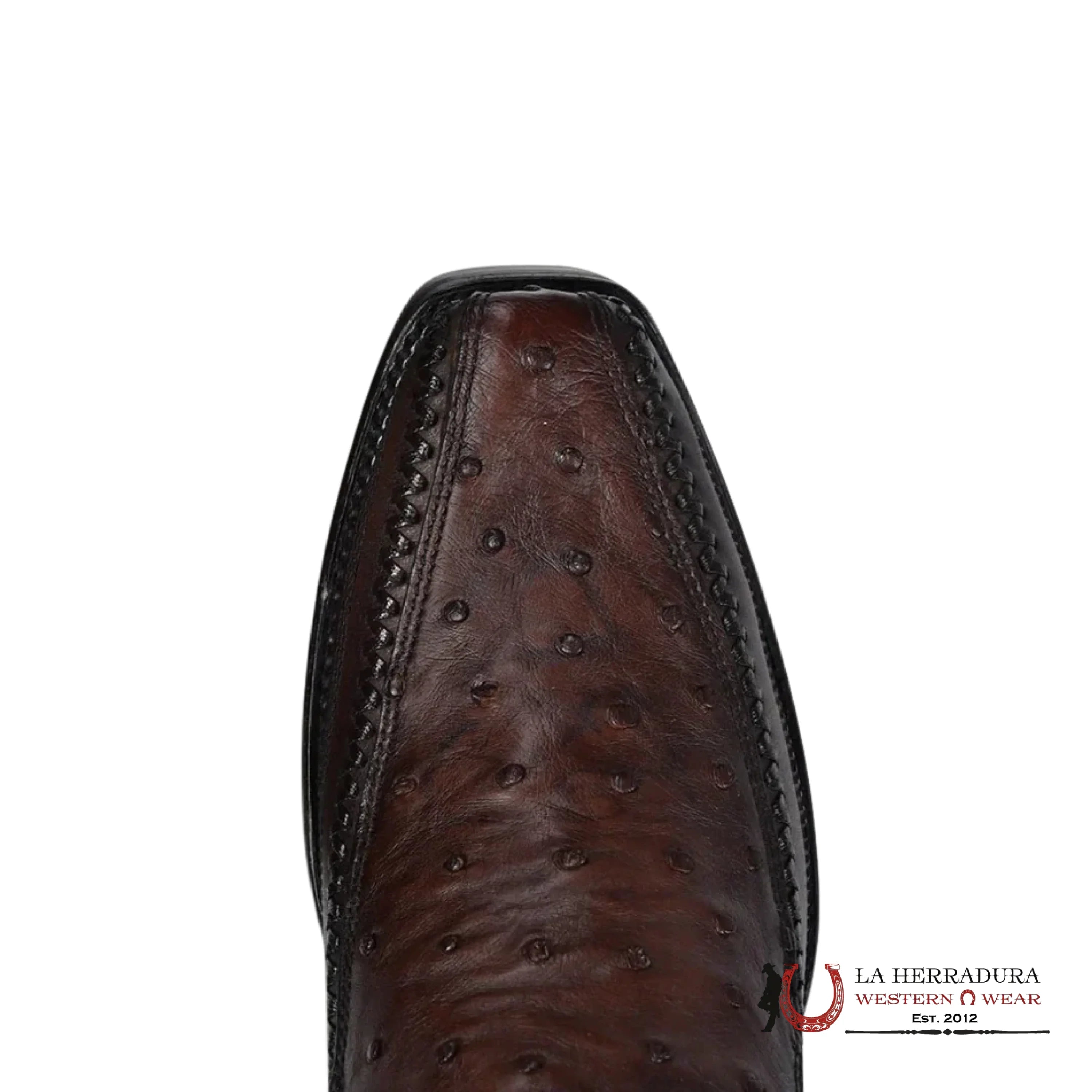 CUADRA SHORT BOOT OSTRICH CHOCOLATE LASER & WOVEN NARROW SQAURE TOE CU803 BOTAS HOMBRES