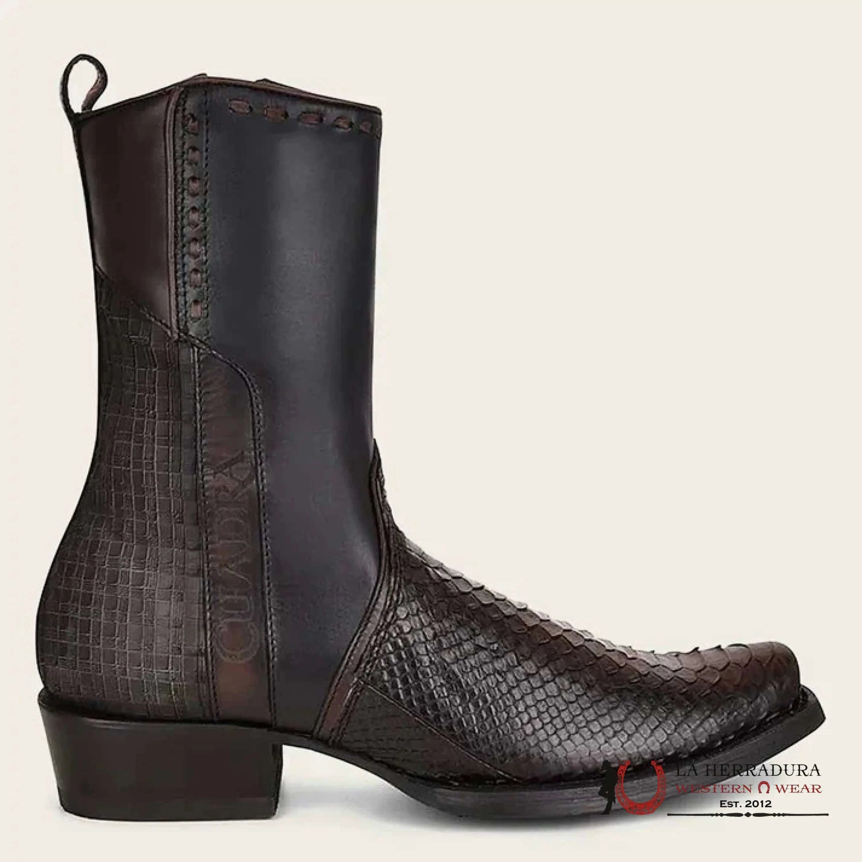 CUADRA SHORT BOOT PYTHON LISBOA BLACK NARROW TOE- CU557 BOTAS HOMBRES