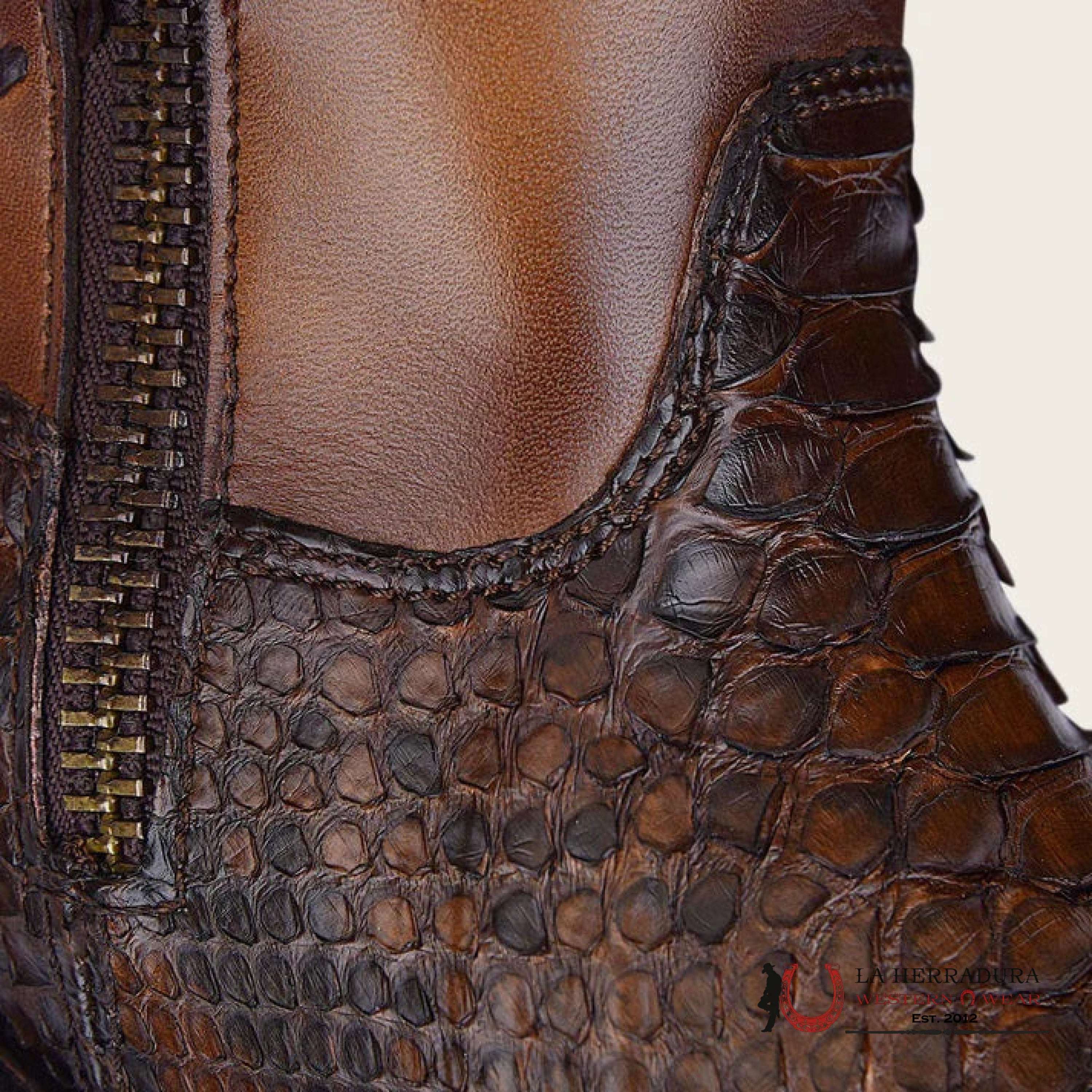 CUADRA SHORT BOOTS PYTHON BROWN LASER & WOVEN ROUND TOE CU425 BOTAS HOMBRES
