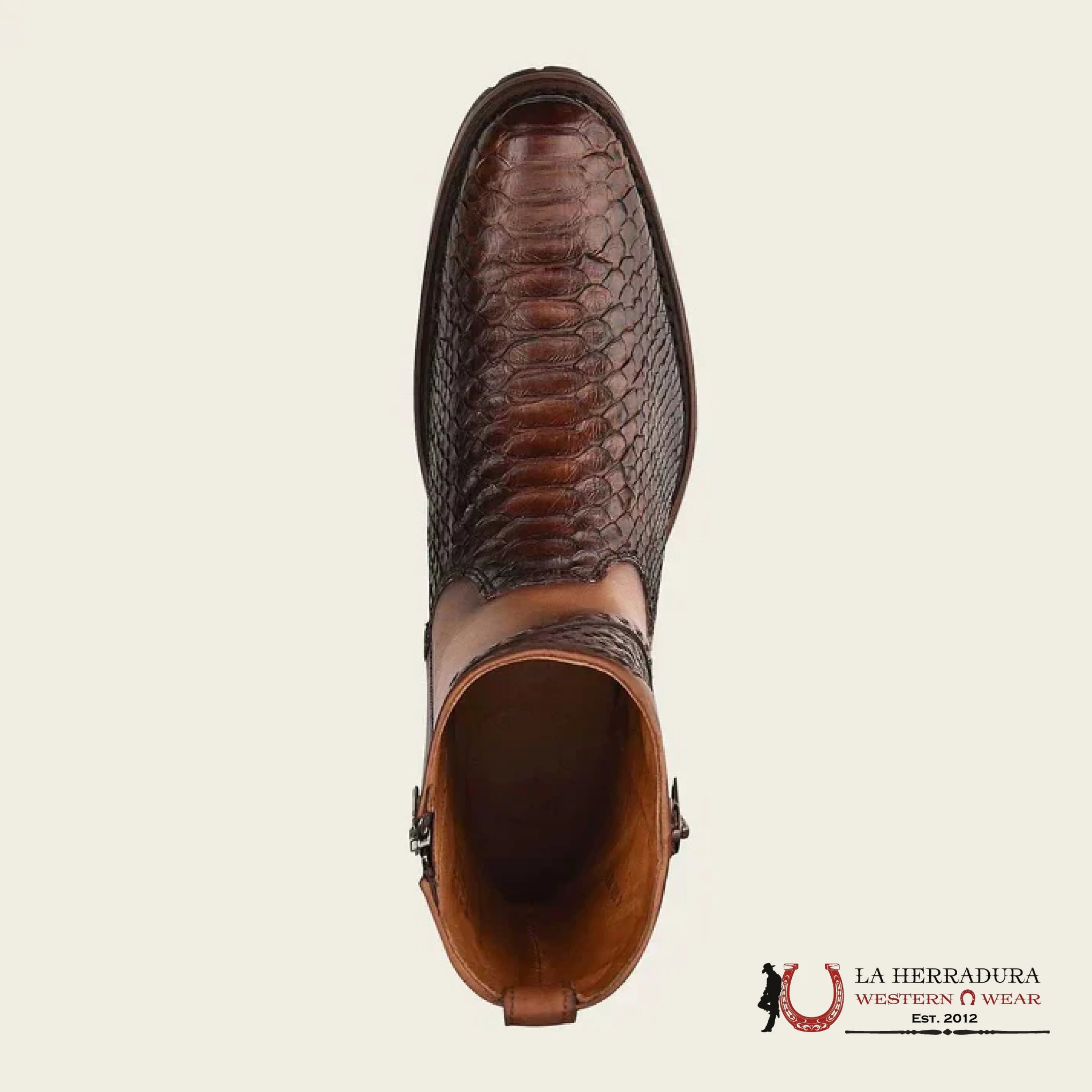 CUADRA SHORT BOOTS PYTHON BROWN LASER & WOVEN ROUND TOE CU425 BOTAS HOMBRES