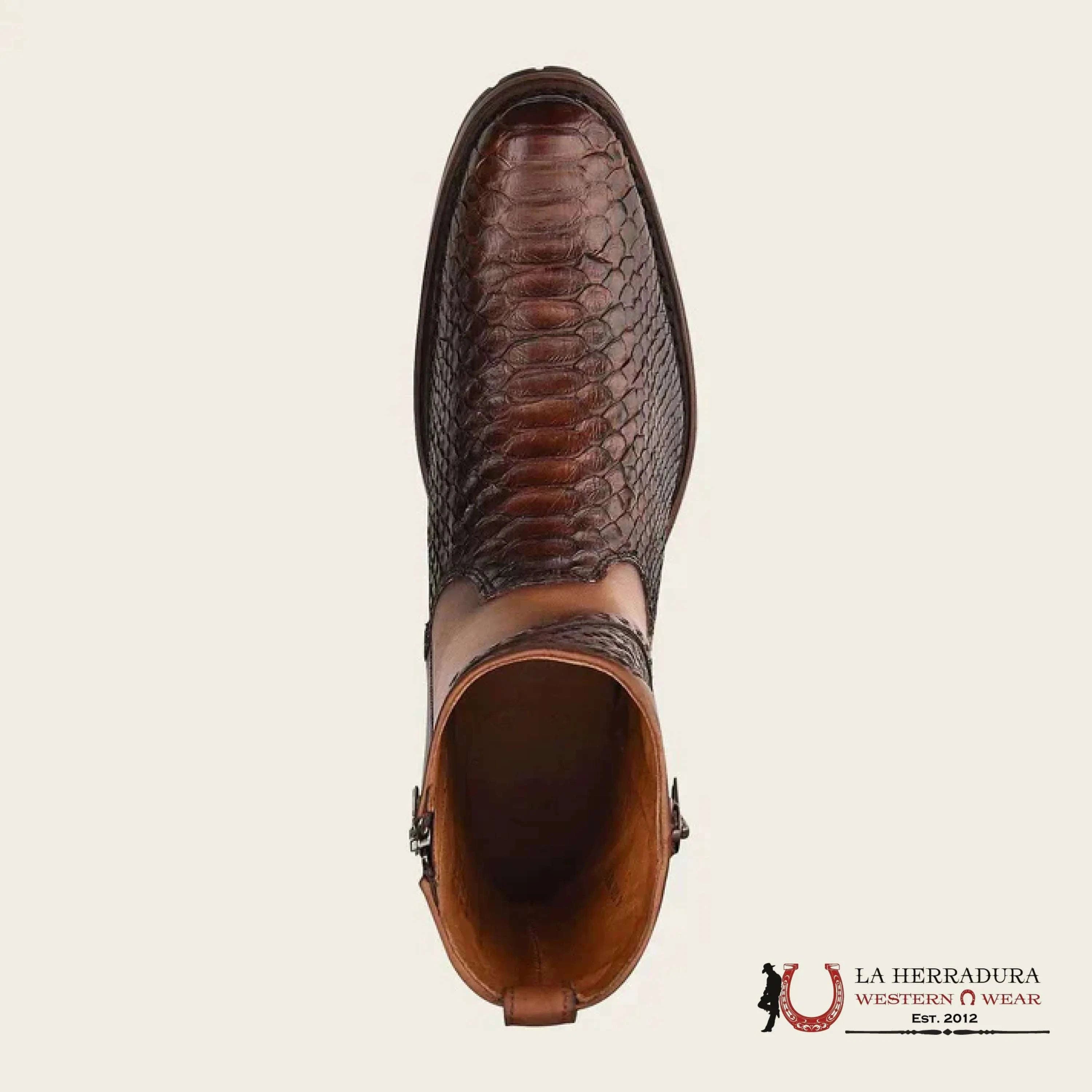 CUADRA SHORT BOOTS PYTHON BROWN LASER & WOVEN ROUND TOE CU425 BOTAS HOMBRES
