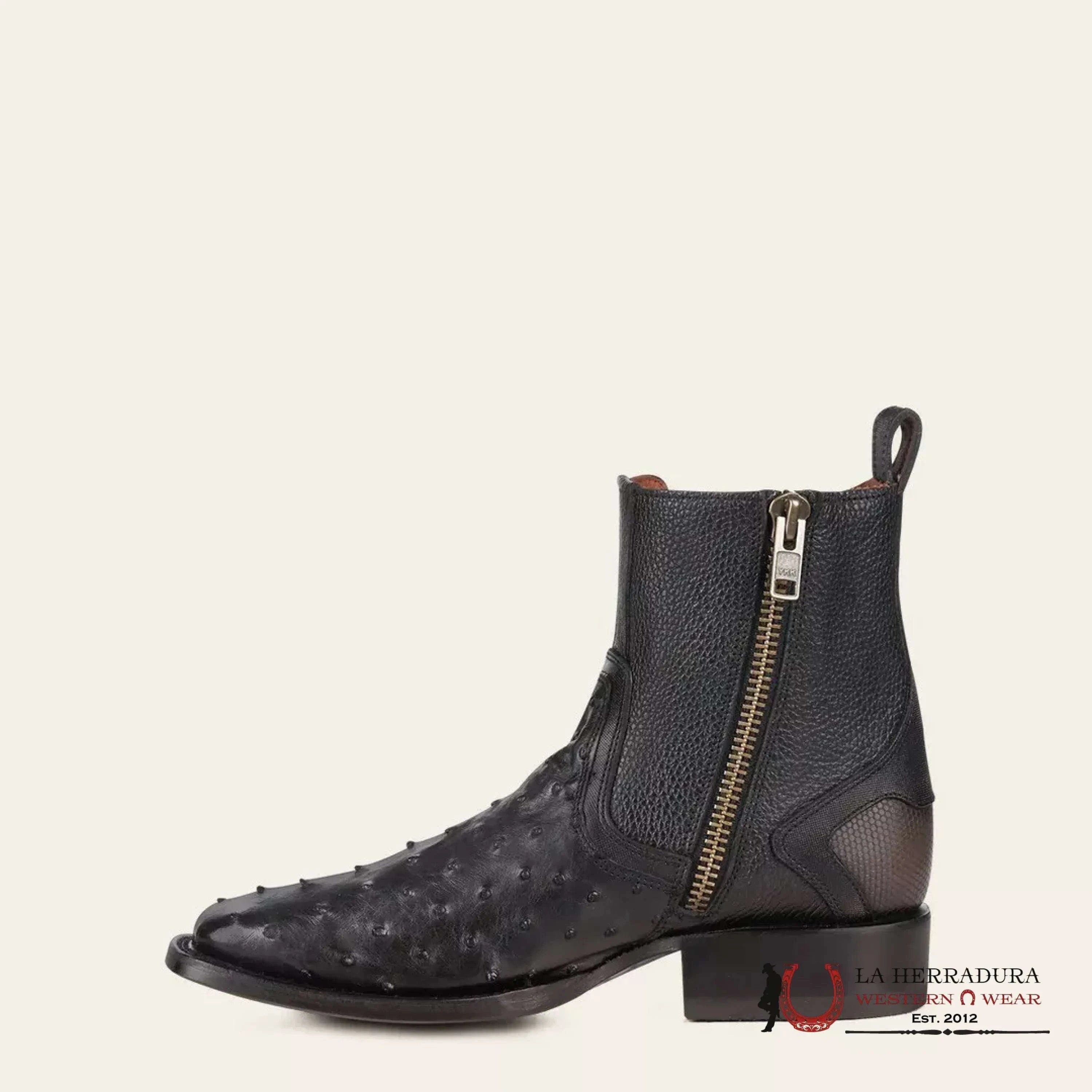 CUADRA SHORT BOTÍN BOOT AVESRUZ NEGRO CAFE SQUARE TOE CU821 BOTAS HOMBRES
