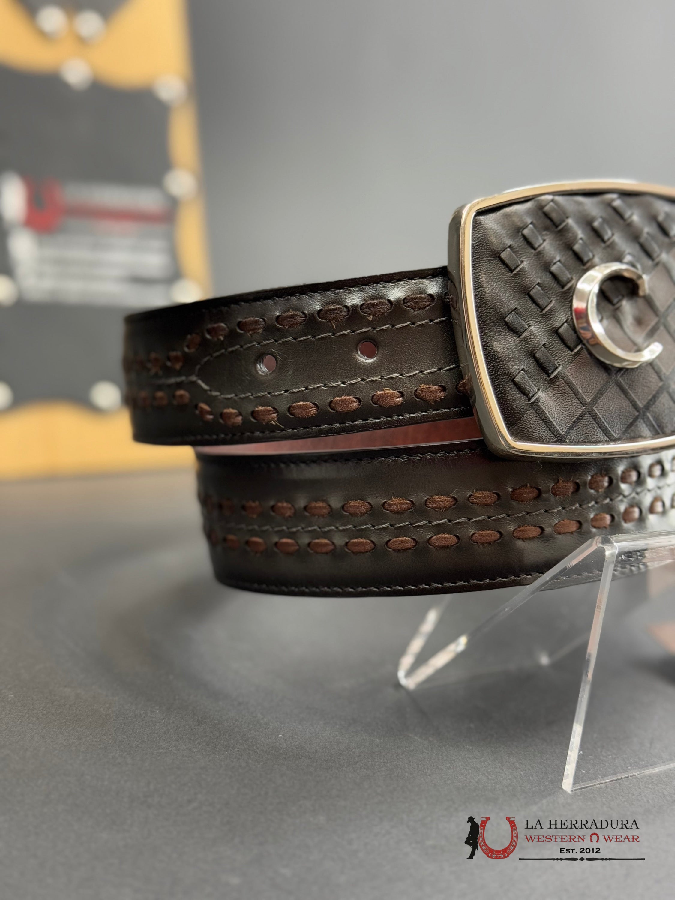 Cuadra Sillero Over Negro Belt Bc248 Cinturones Hombres