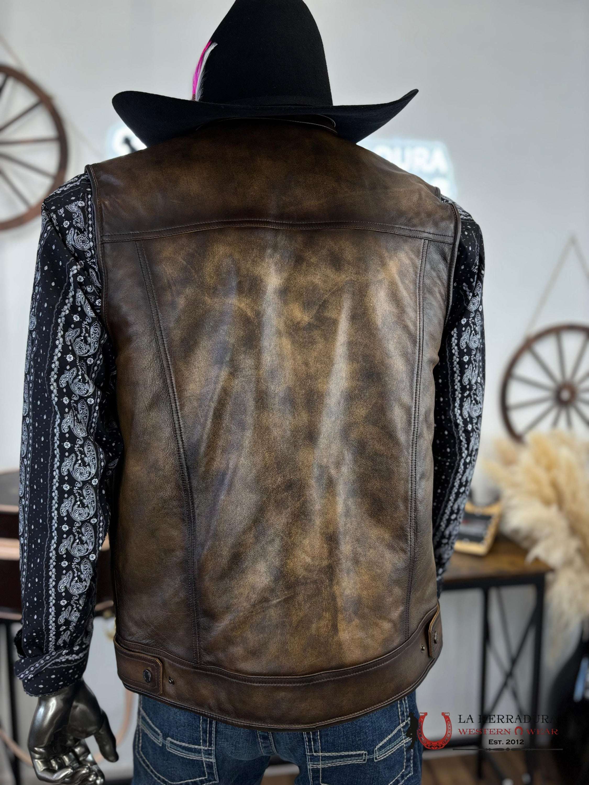 Cuadra Vintange Capuccino Mens Zipper Vest Ropa Hombres