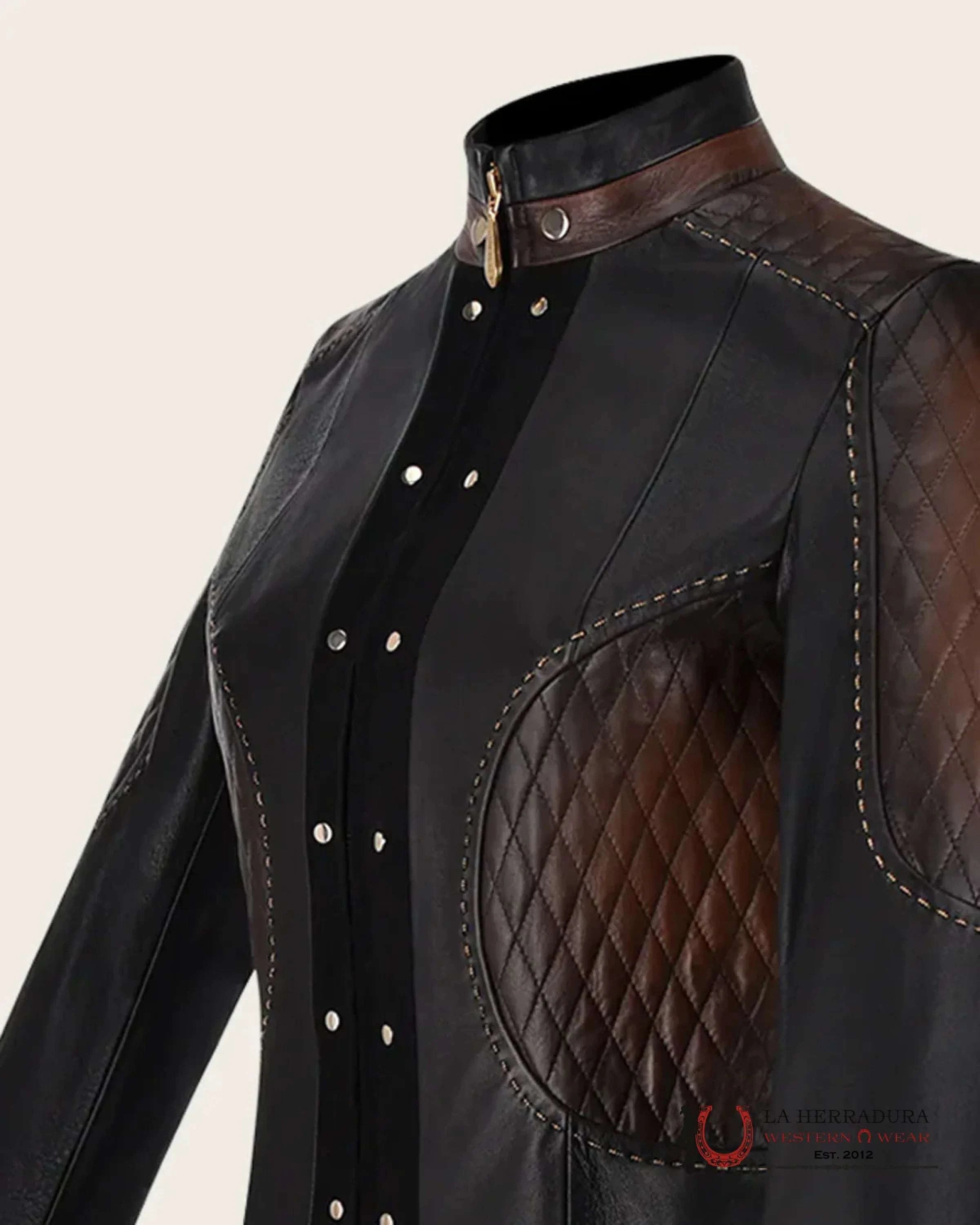 Cuadra Womens Brown Zipper Leather Jacket JC142 ROPA MUJERES
