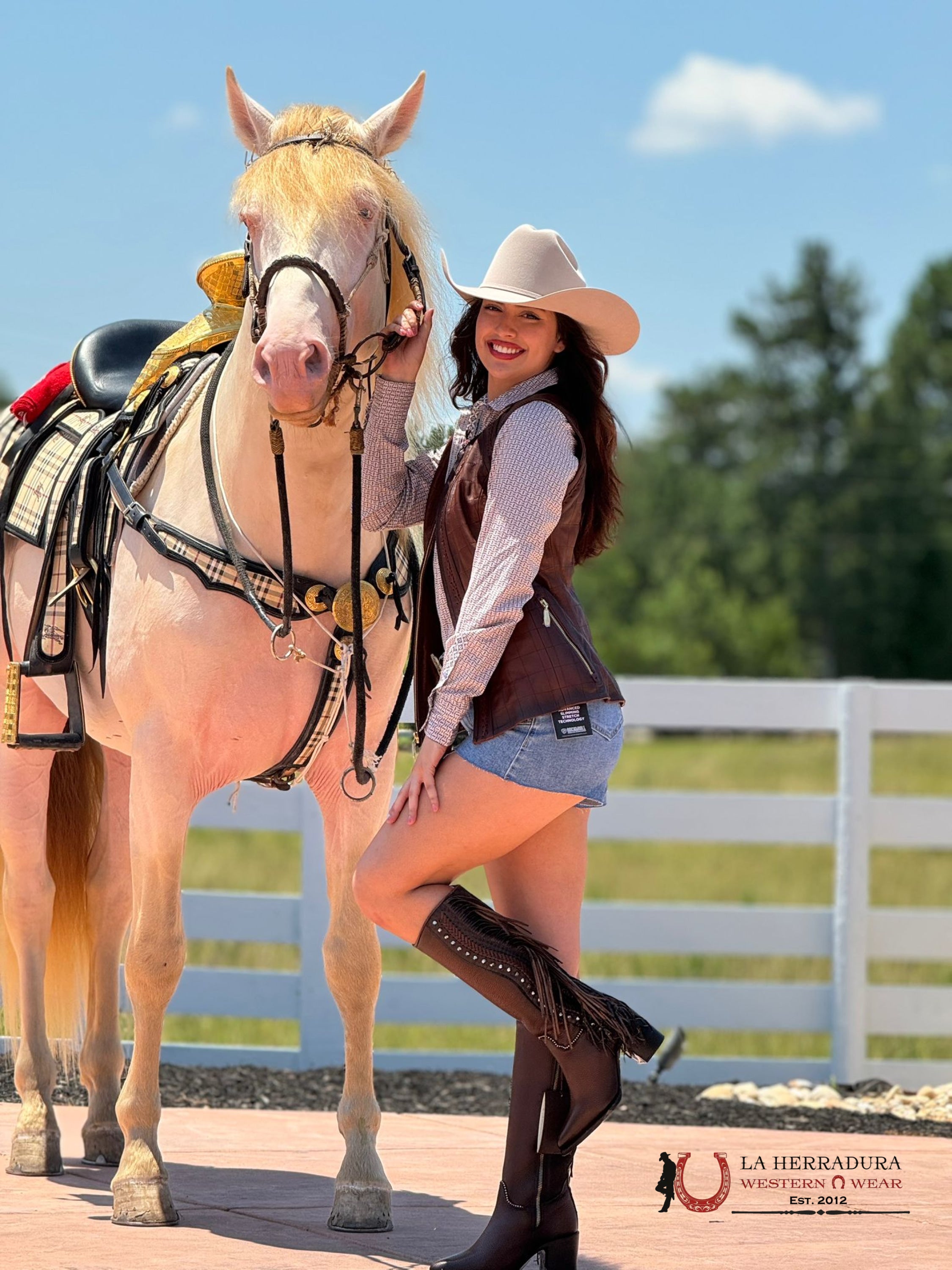 Cuadra Womens Checkered Embroidered Brown Leather Vest Ropa Mujeres