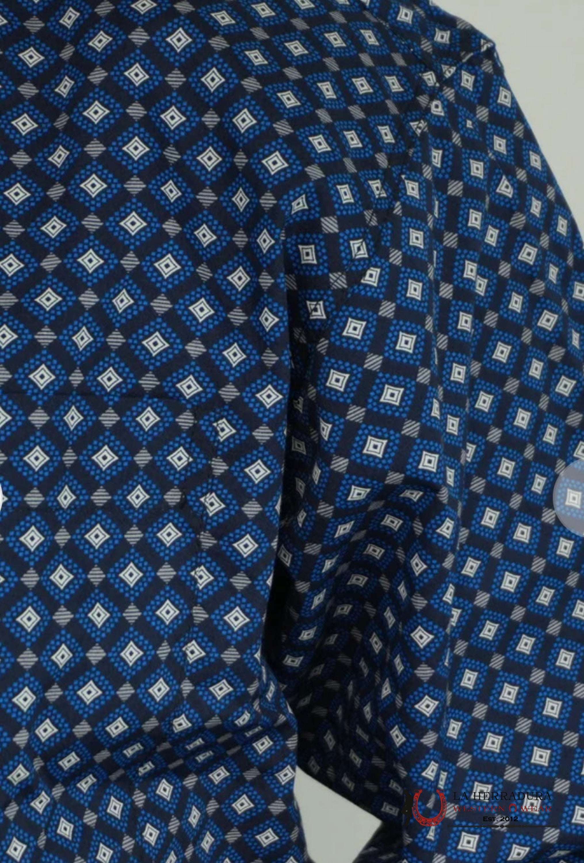 CUERO LINE MEN BLUE LONG SLEEVE STRIPED PRINT ROPA HOMBRES