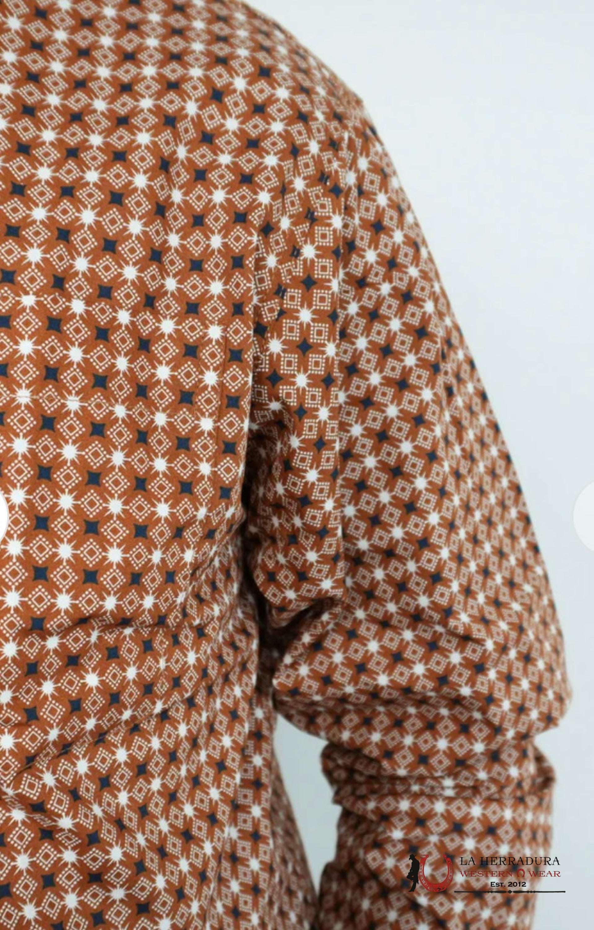 CUERO LINE MEN’S ORANGE LONG SLEEVE STRIPED PRINT ROPA HOMBRES
