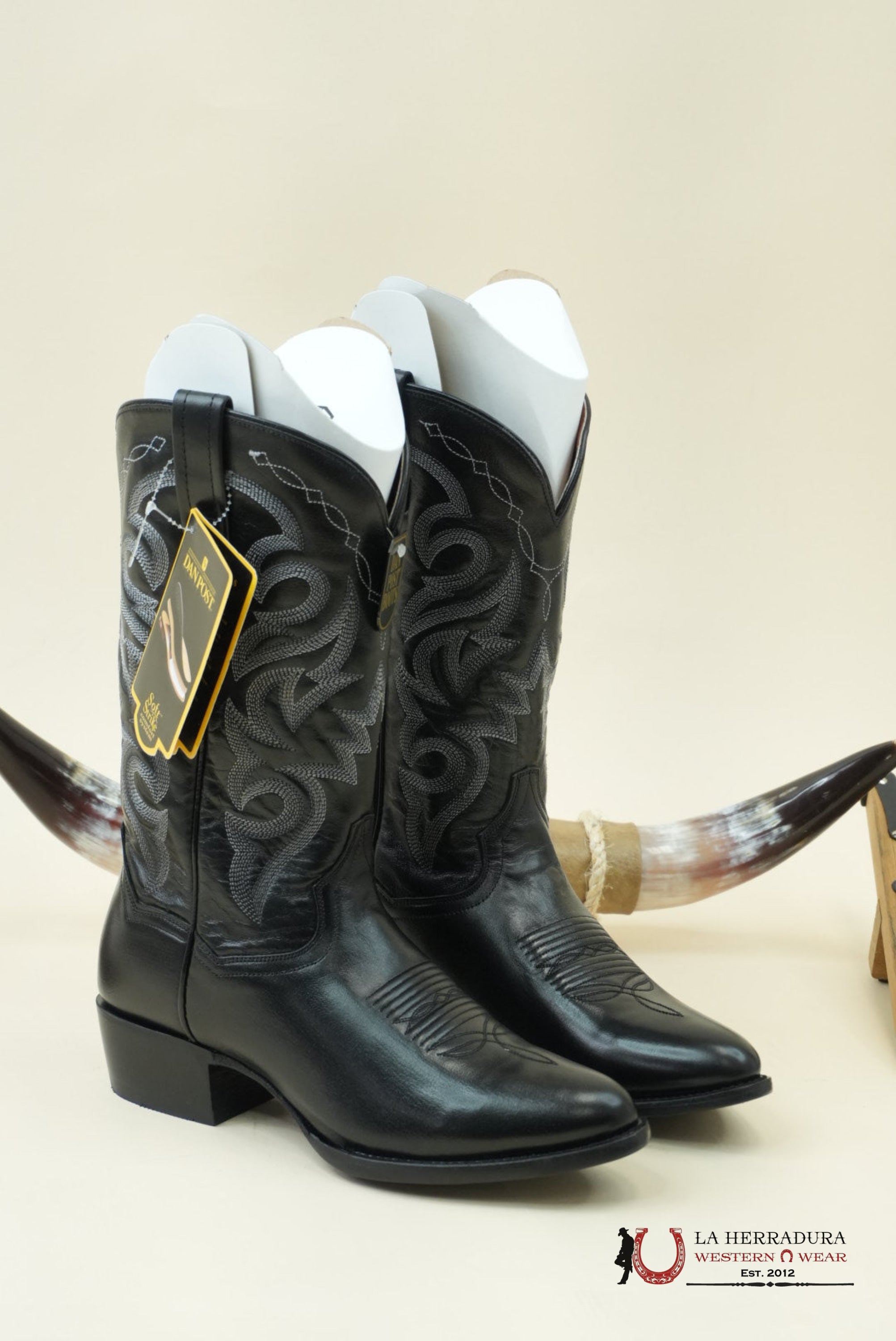 DAN POST BLACK MIGNON CORONA ROUND TOE BOOT MENS BOTAS MUJERES