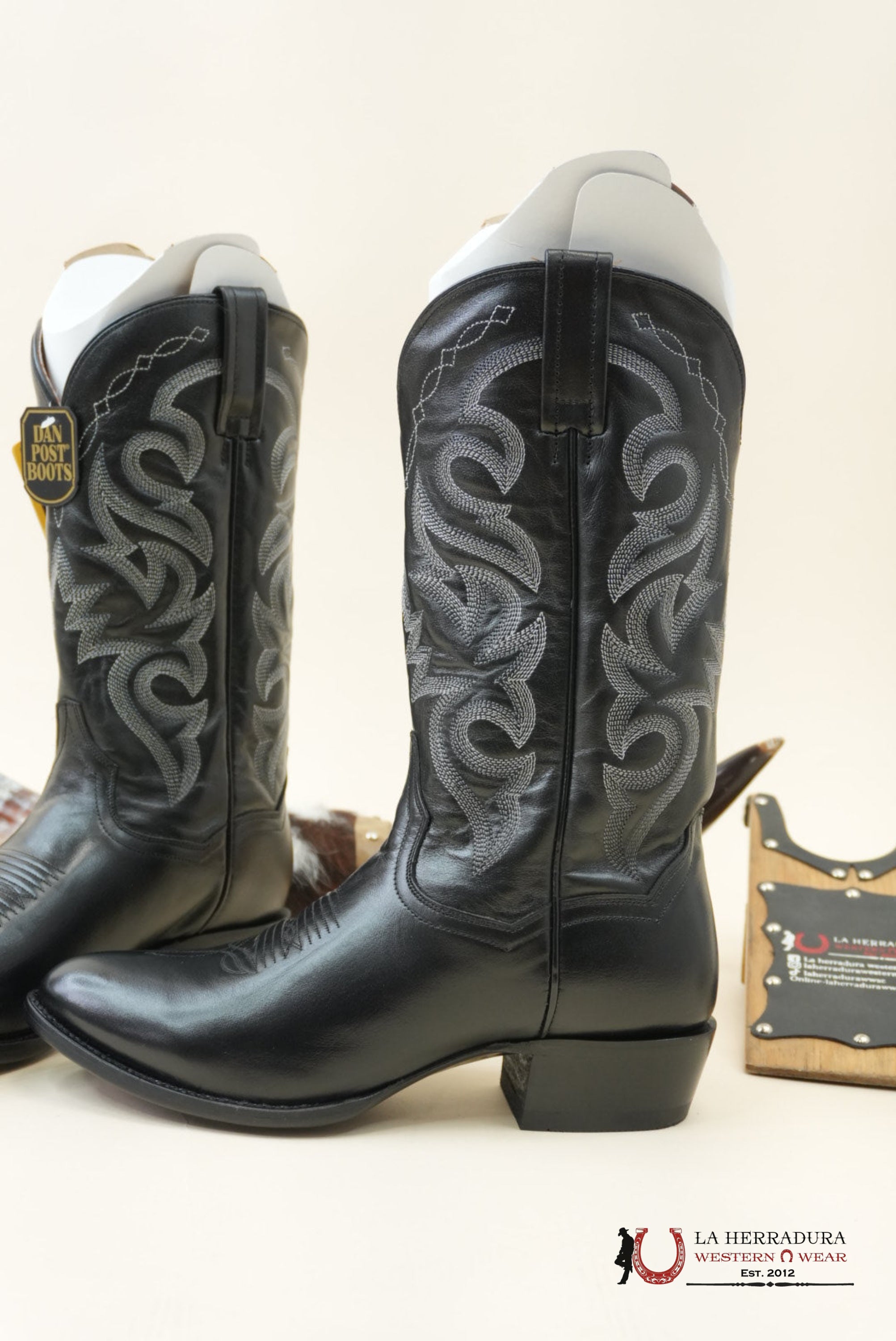 DAN POST BLACK MIGNON CORONA ROUND TOE BOOT MENS BOTAS MUJERES