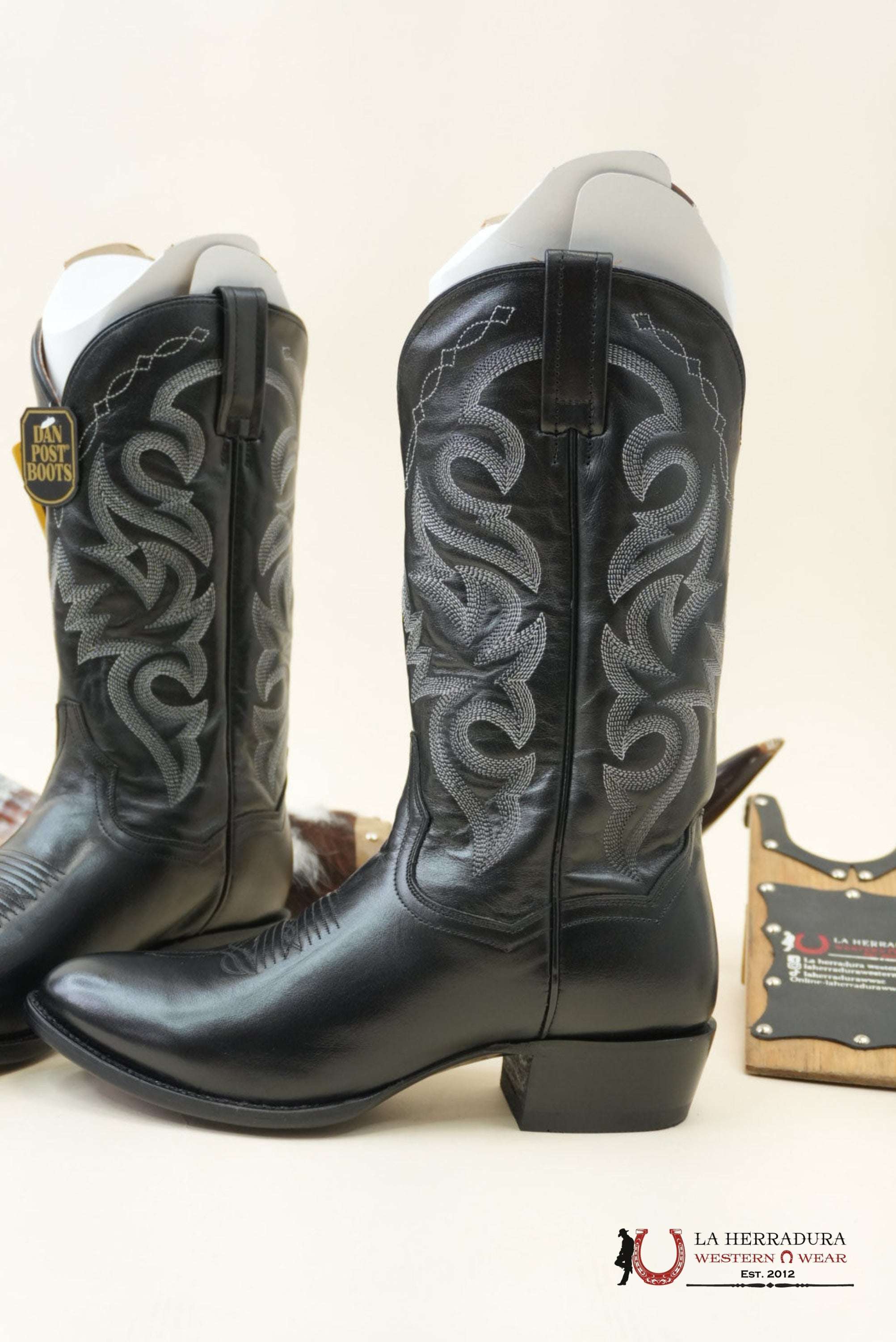 DAN POST BLACK MIGNON CORONA ROUND TOE BOOT MENS BOTAS MUJERES