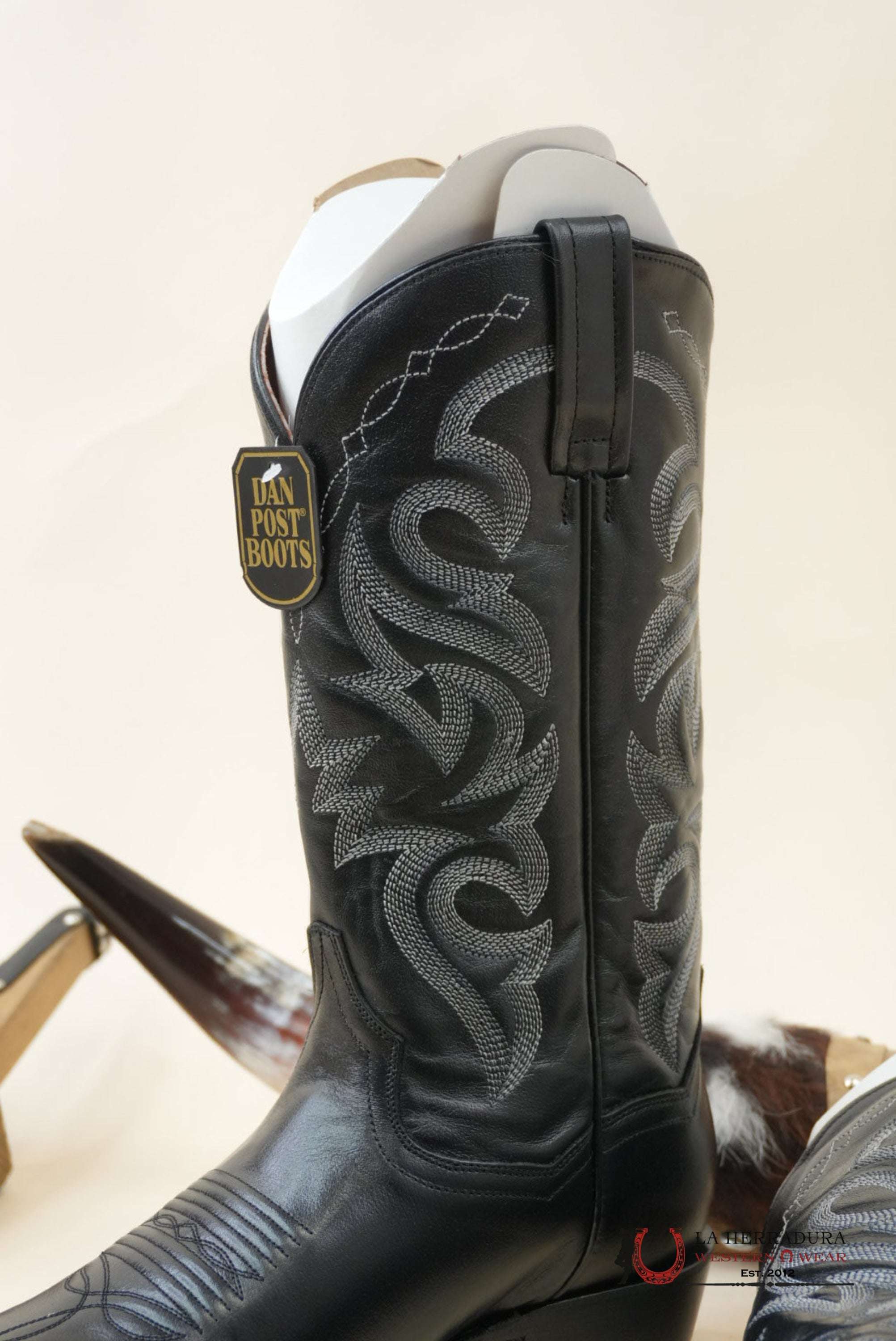 DAN POST BLACK MIGNON CORONA ROUND TOE BOOT MENS BOTAS MUJERES