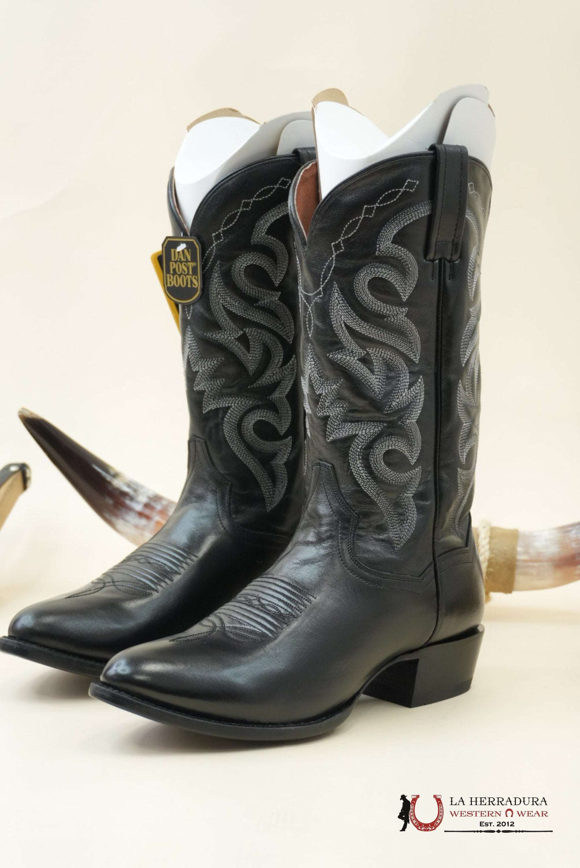 DAN POST BLACK MIGNON CORONA ROUND TOE BOOT MENS BOTAS MUJERES