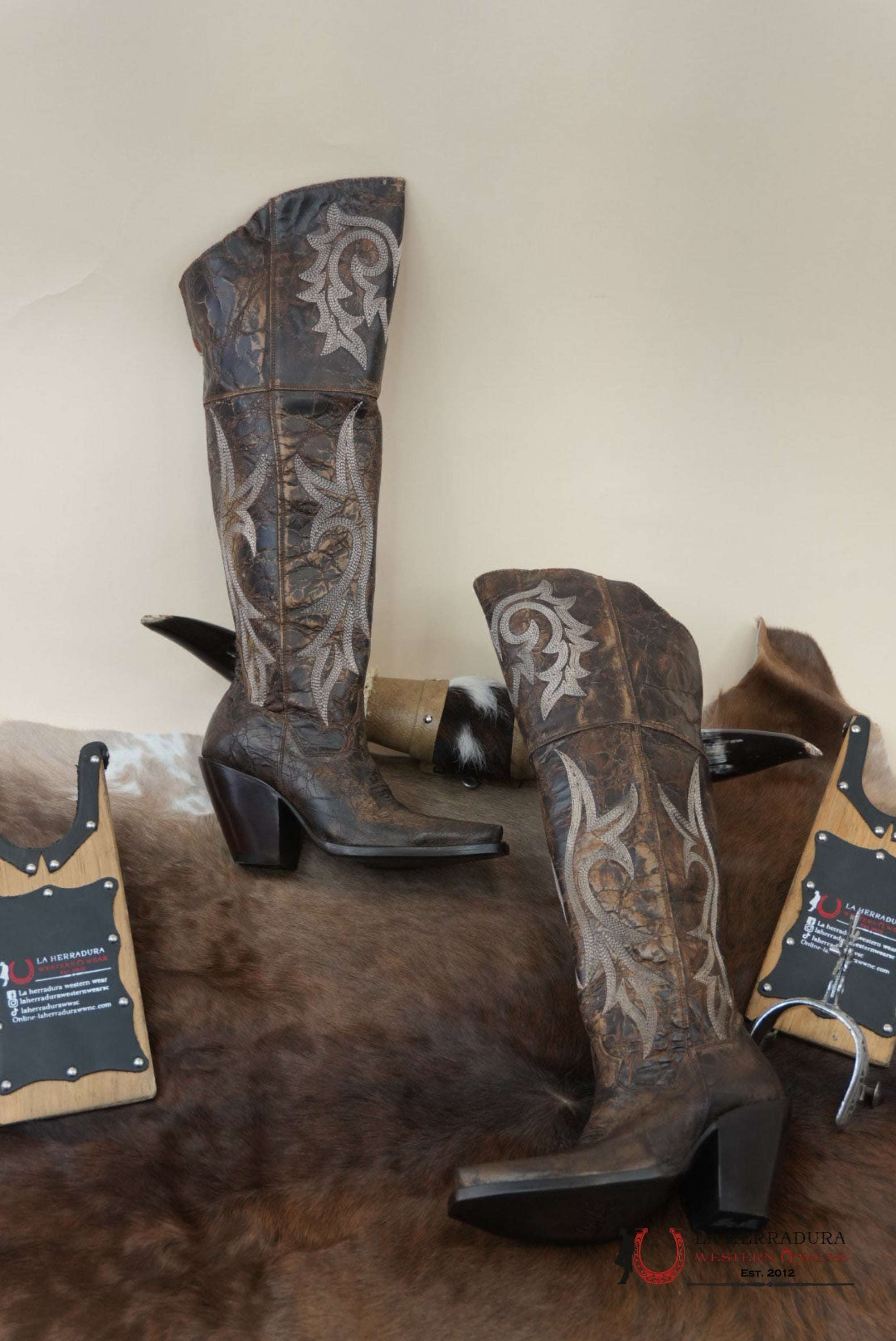 DAN POST BROWN JILTED LEATHER SNIP TOE TALL BOOT WOME BOTAS MUJERES