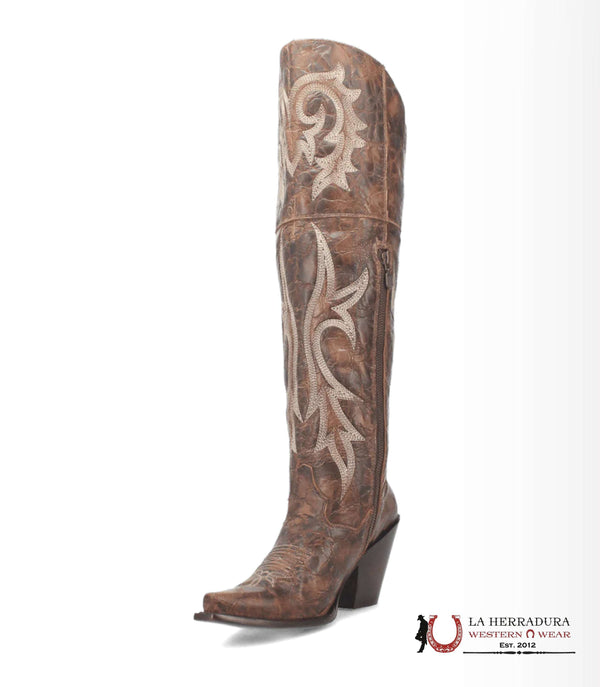 BOTA ALTA DAN POST DE CUERO MARRÓN PUNTA EN PUNTA JILTED -DP3709
