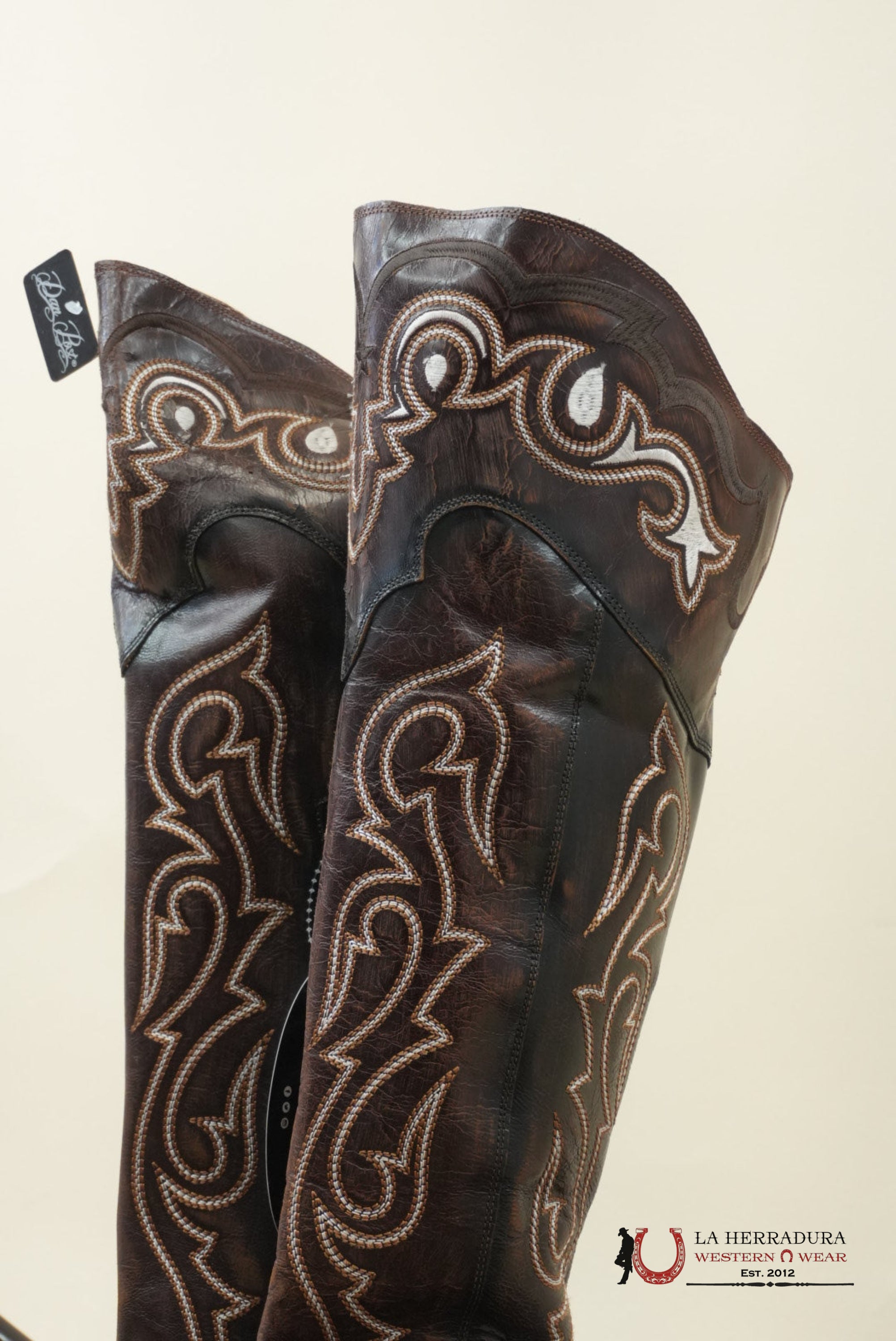 DAN POST CHOCOLATE LEATHER SNIP TOE TALL BOOT WOMEN BOTAS MUJERES