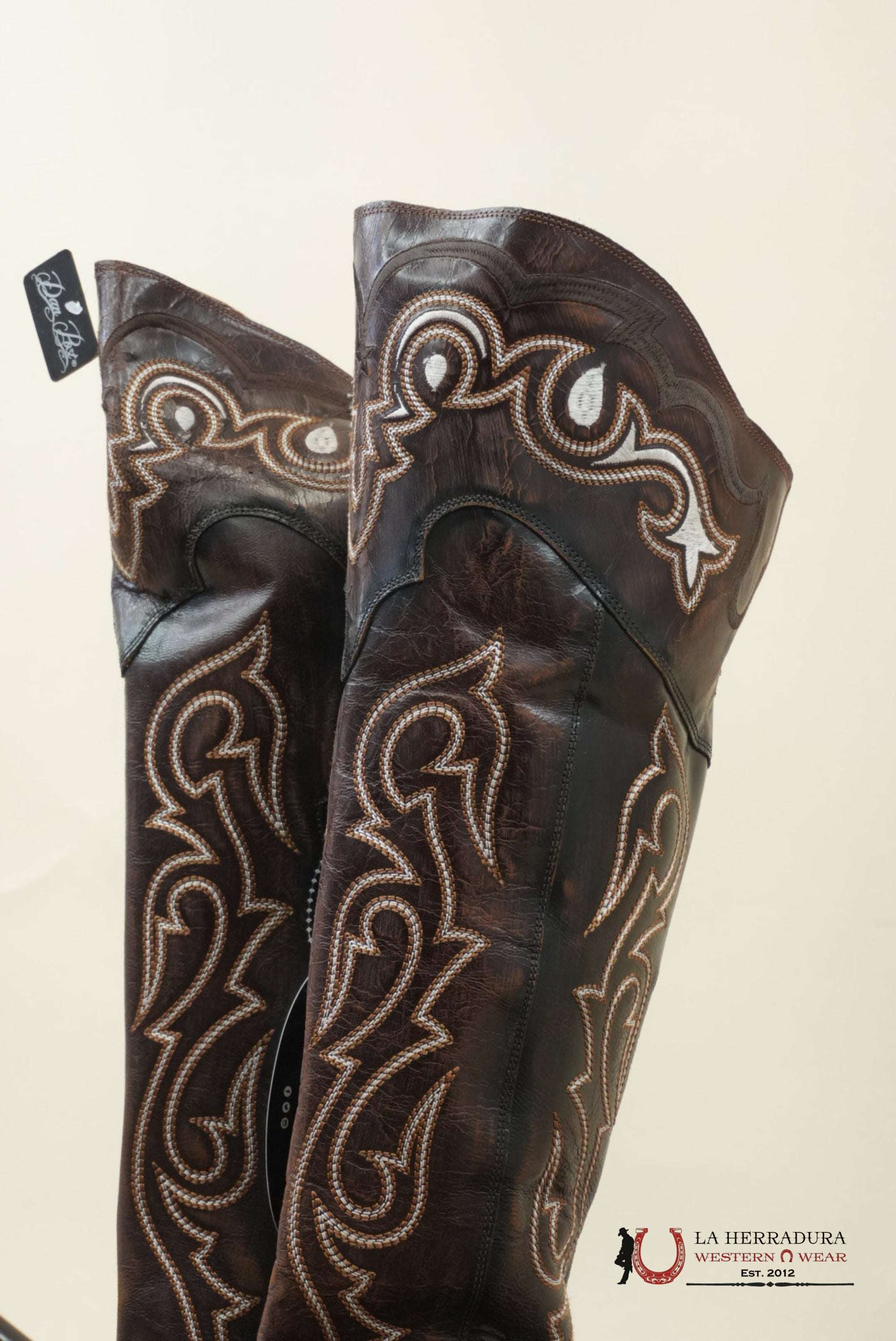 DAN POST CHOCOLATE LEATHER SNIP TOE TALL BOOT WOMEN BOTAS MUJERES