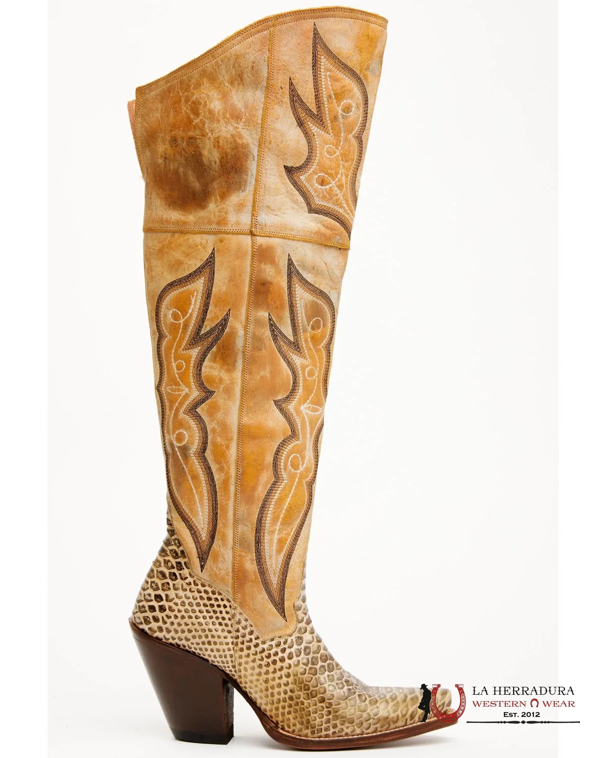 DAN POST TALL BOOT HONEY FAUX PYTHON ARETHA -DP4399 BOTAS MUJERES