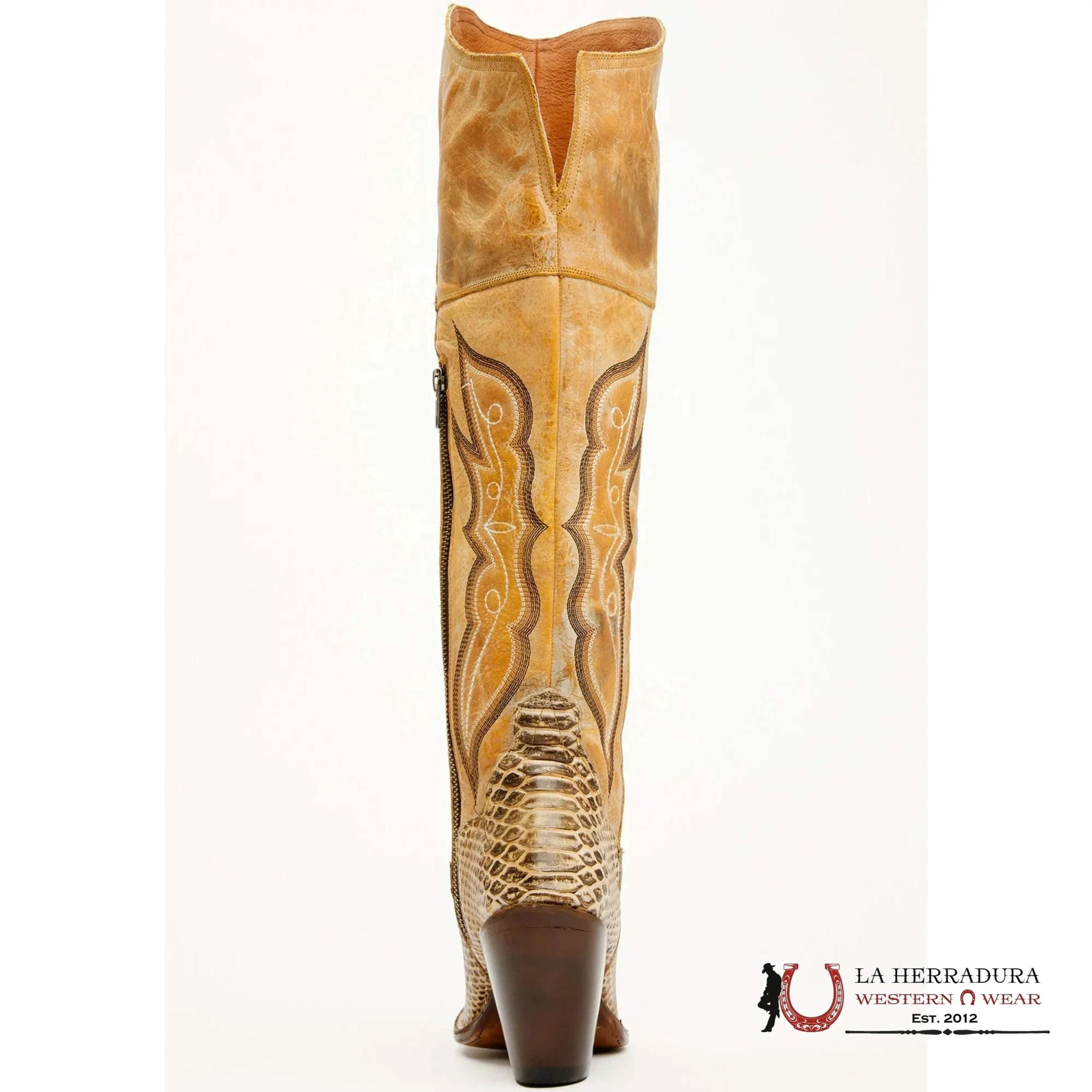 DAN POST TALL BOOT HONEY FAUX PYTHON ARETHA -DP4399 BOTAS MUJERES