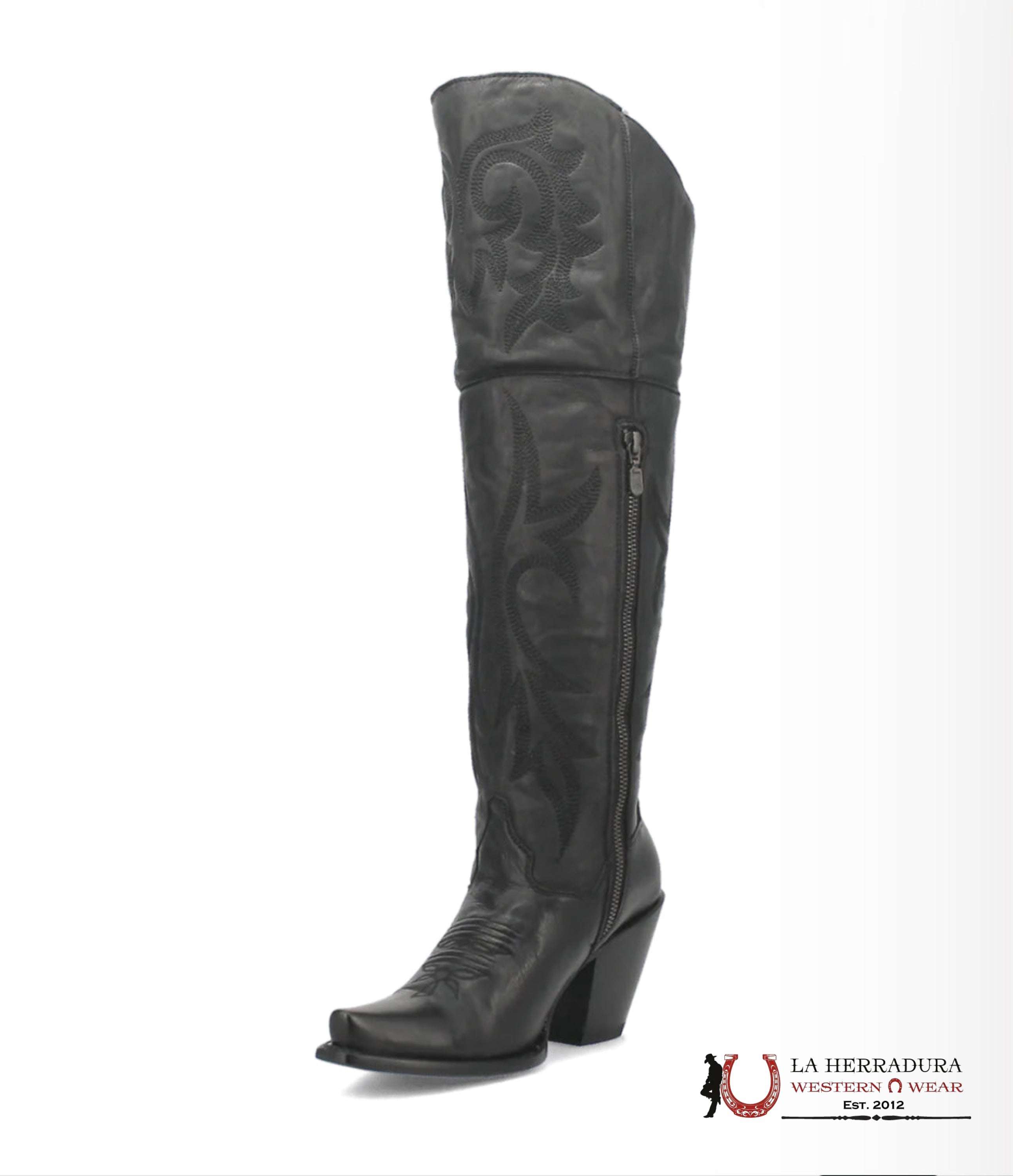 DAN POST JILTED BLACK LEGIT LEATHER SNIP TOE TALL BOOT WOMEN BOTAS MUJERES