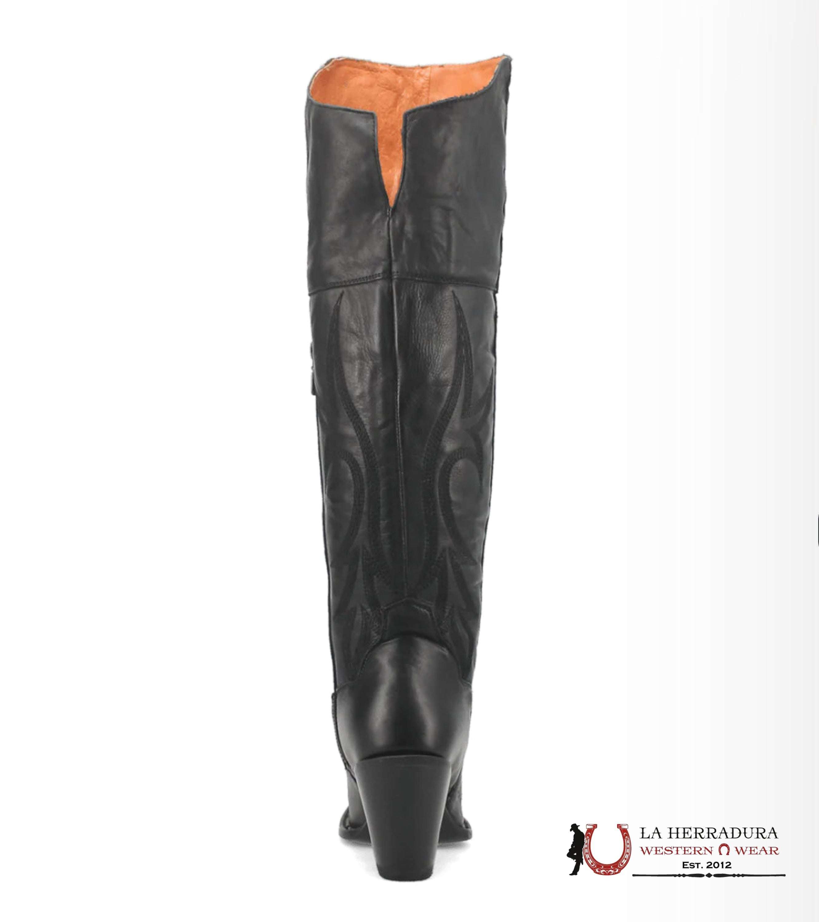DAN POST JILTED BLACK LEGIT LEATHER SNIP TOE TALL BOOT WOMEN BOTAS MUJERES