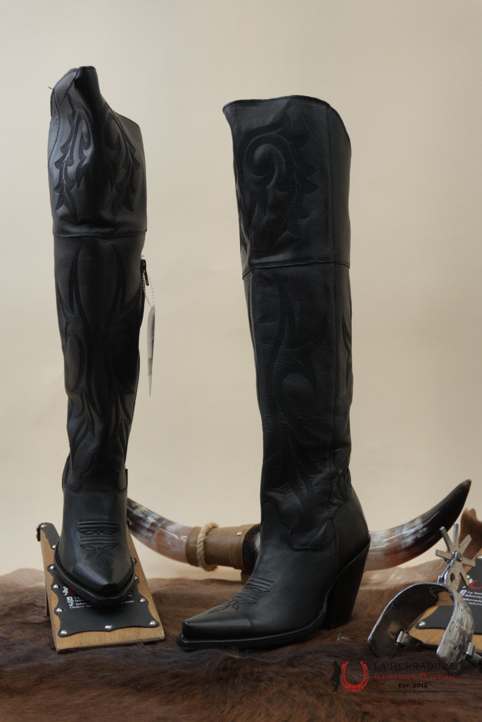 DAN POST JILTED BLACK LEGIT LEATHER SNIP TOE TALL BOOT WOMEN BOTAS MUJERES