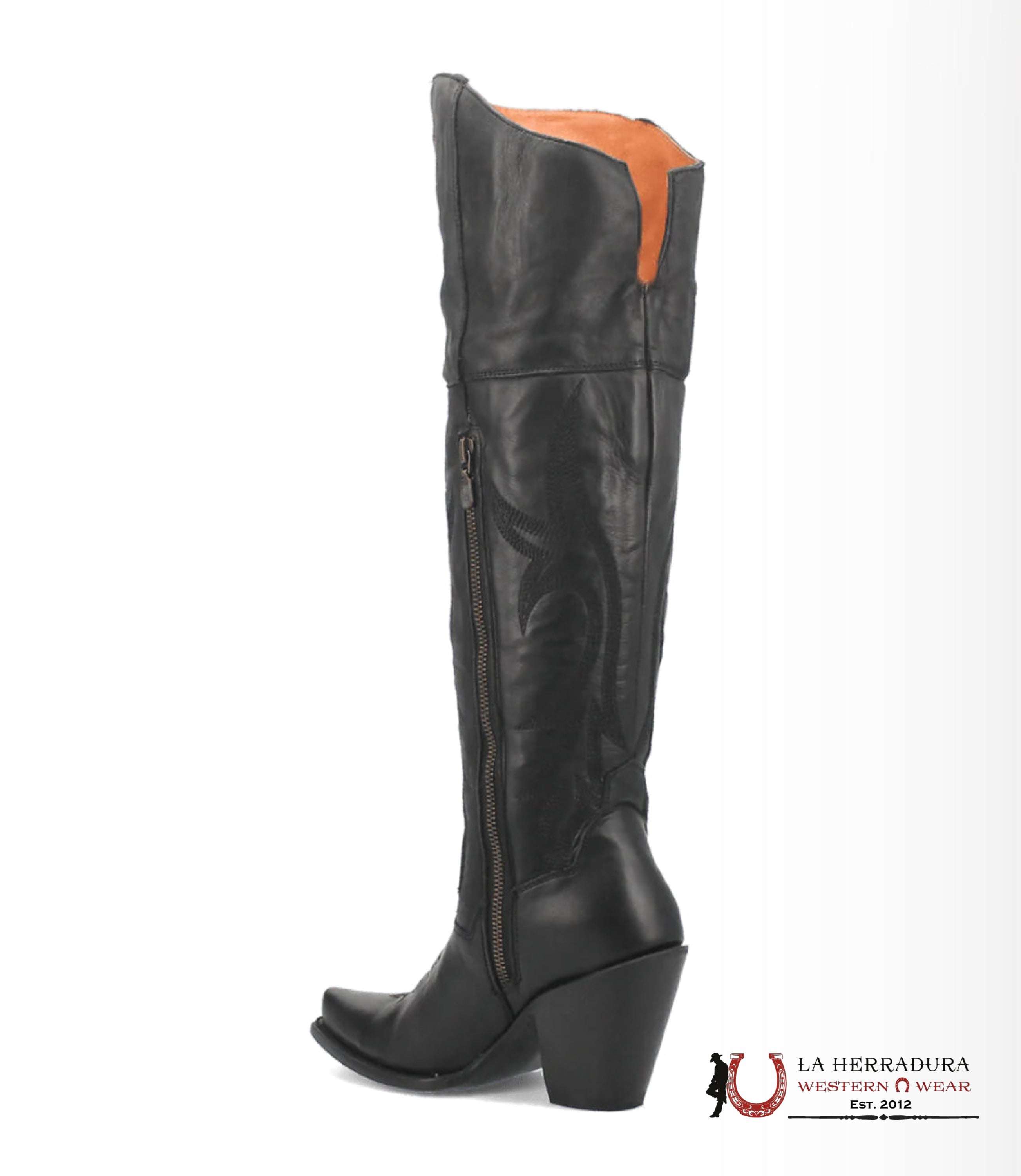 DAN POST JILTED BLACK LEGIT LEATHER SNIP TOE TALL BOOT WOMEN BOTAS MUJERES