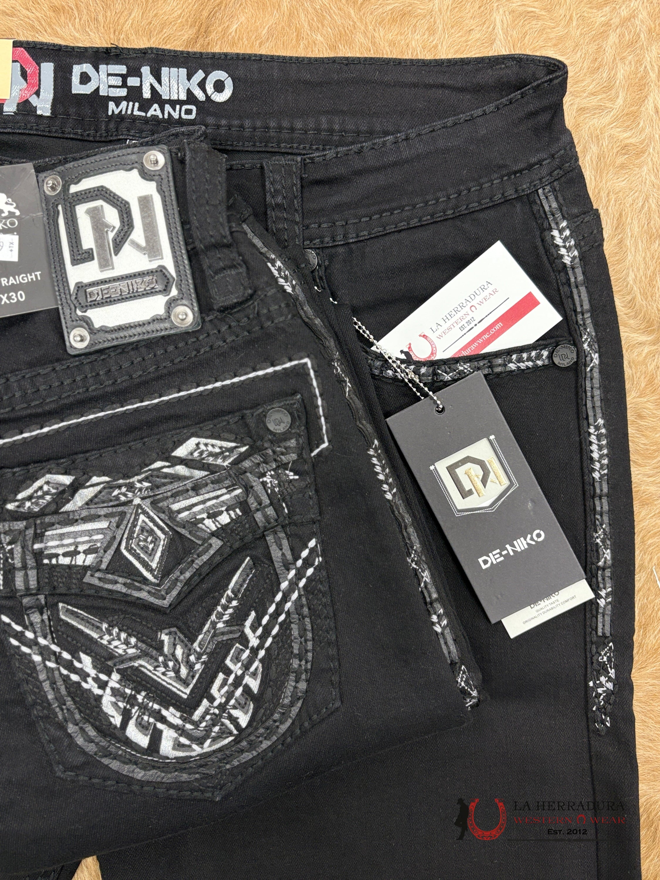 DE NIKO MENS JEANS SLIM STRAIGHT-DN-029BLK ROPA HOMBRES