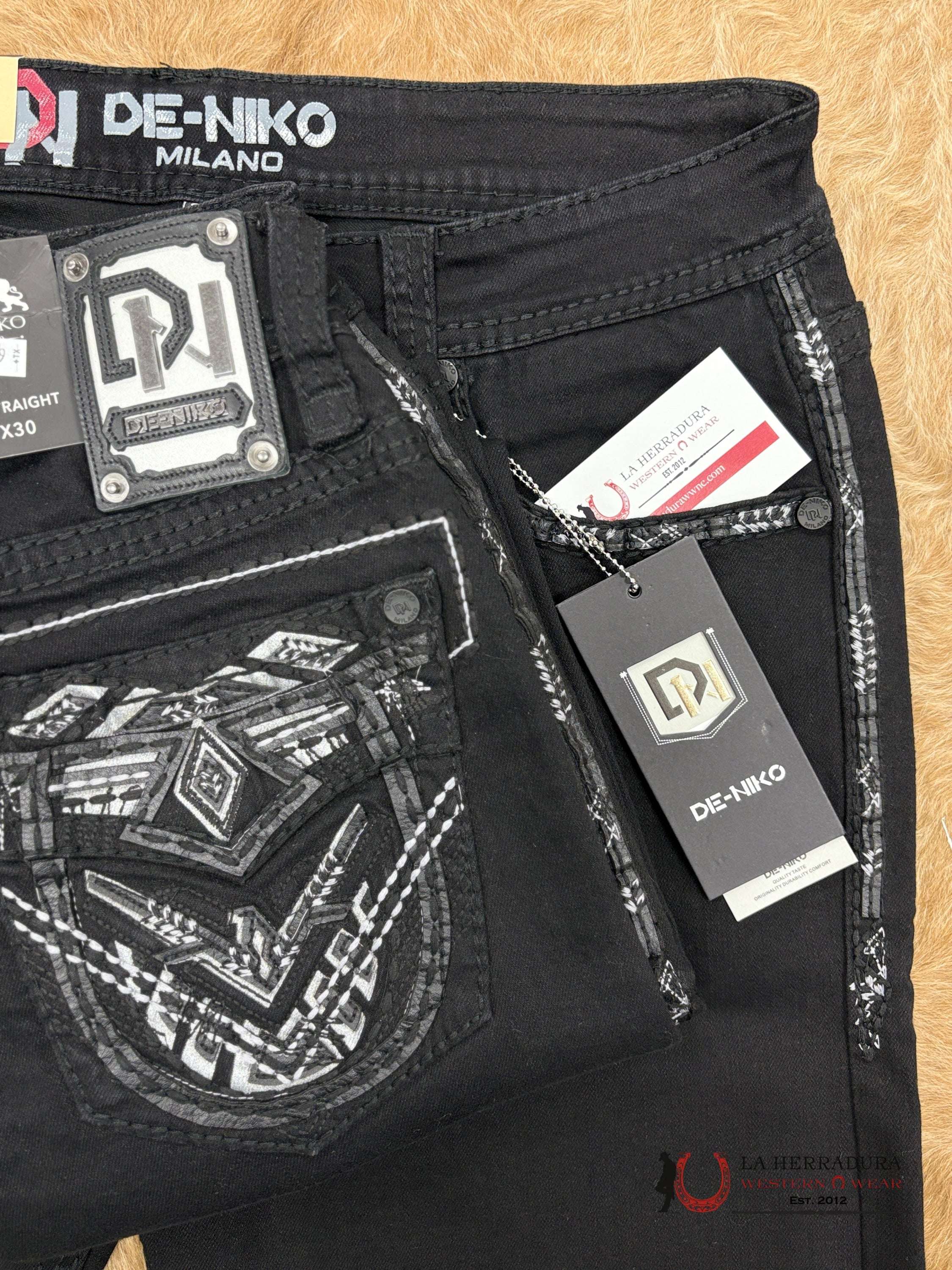 DE NIKO MENS JEANS SLIM STRAIGHT-DN-029BLK ROPA HOMBRES