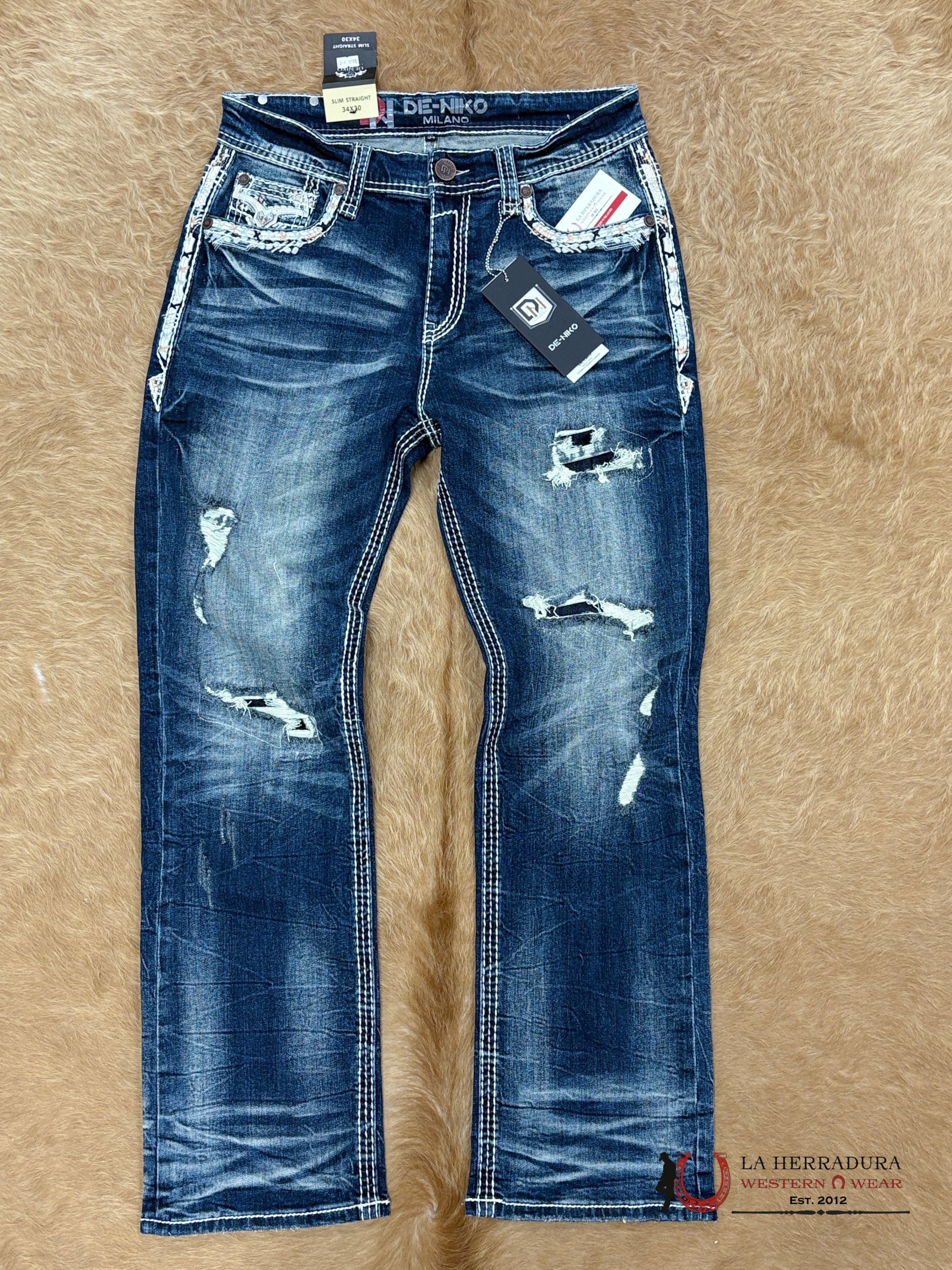 DE NIKO MENS JEANS SLIM STRAIGHT- DN-036 ROPA HOMBRES