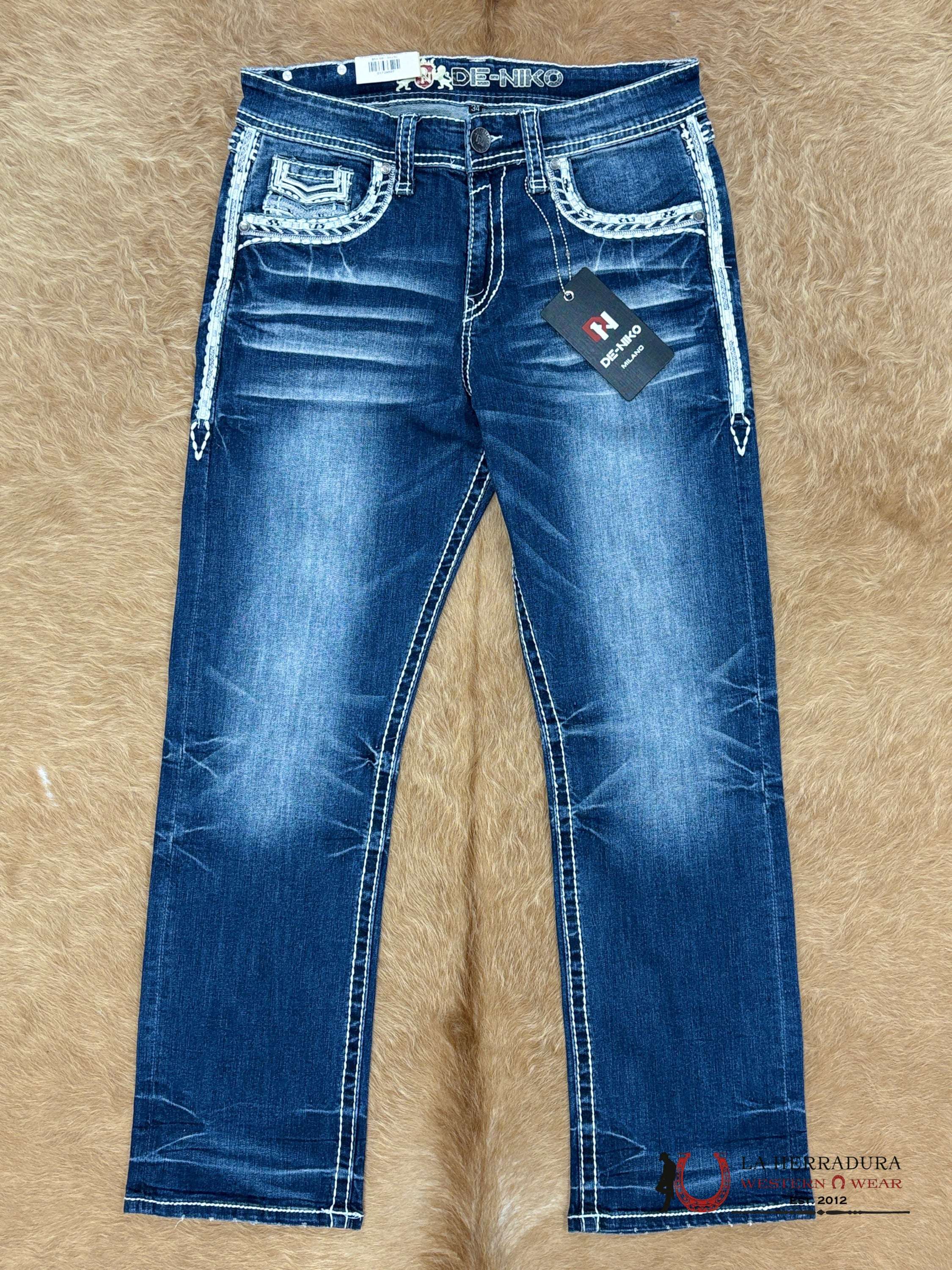 DE NIKO MENS JEANS SLIM STRAIGHT- DN-801 ROPA HOMBRES