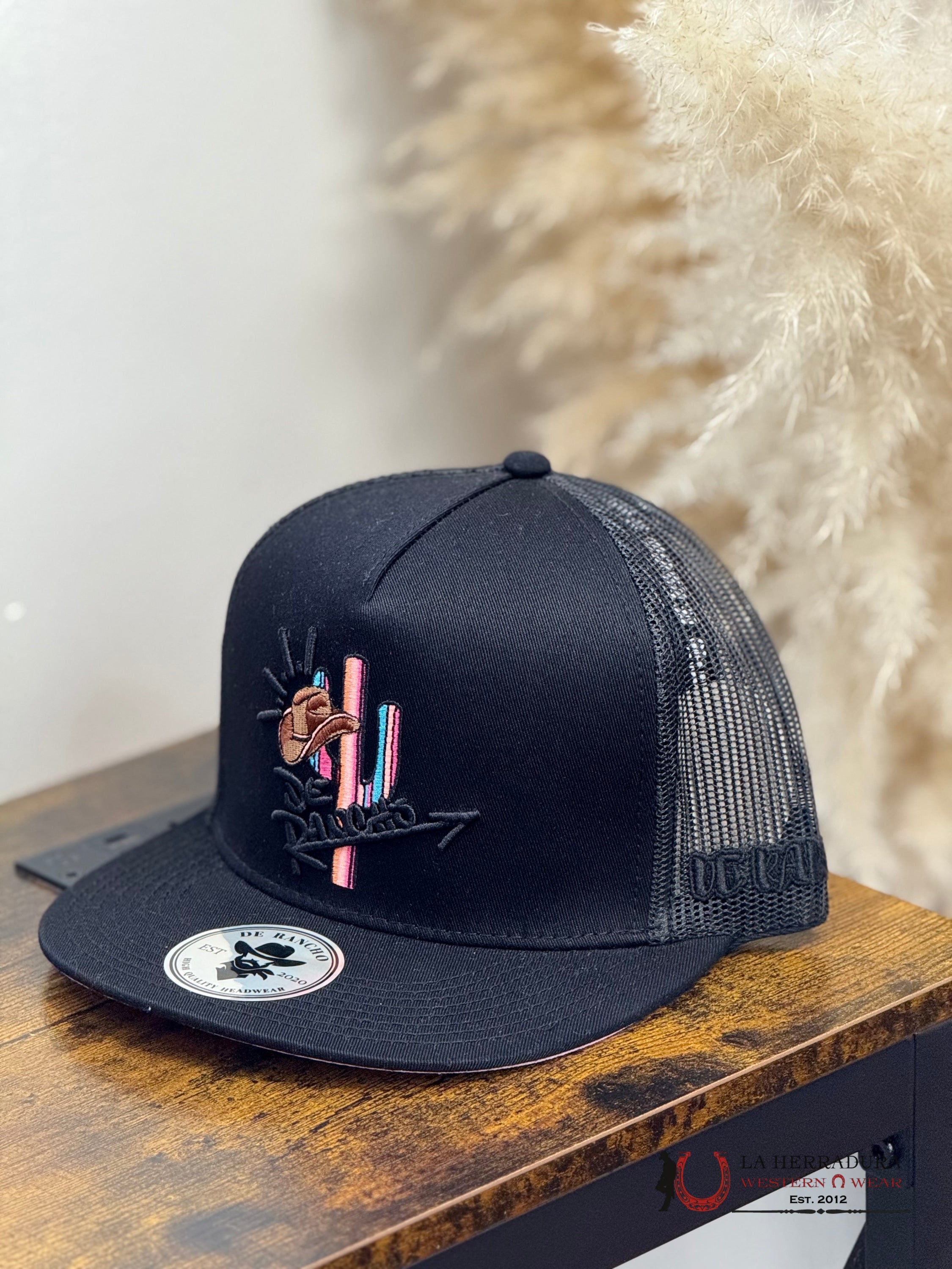 DE RANCHO BLACK Style 207 rosado con negro HAT CAPS MENS GORRAS HOMBRES