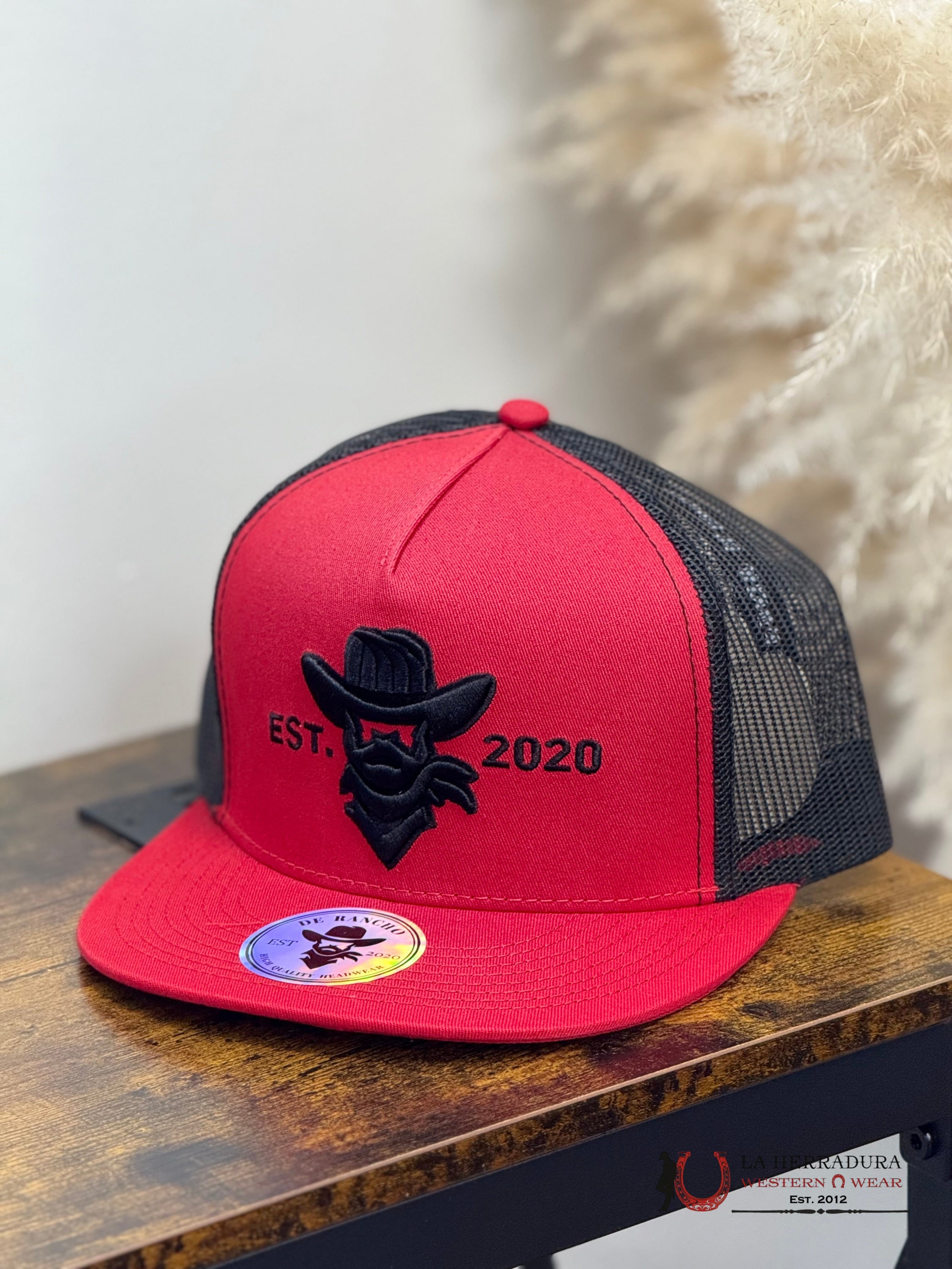 DE RANCHO BLACK Style 208 rojo con negro HAT CAPS MENS GORRAS HOMBRES